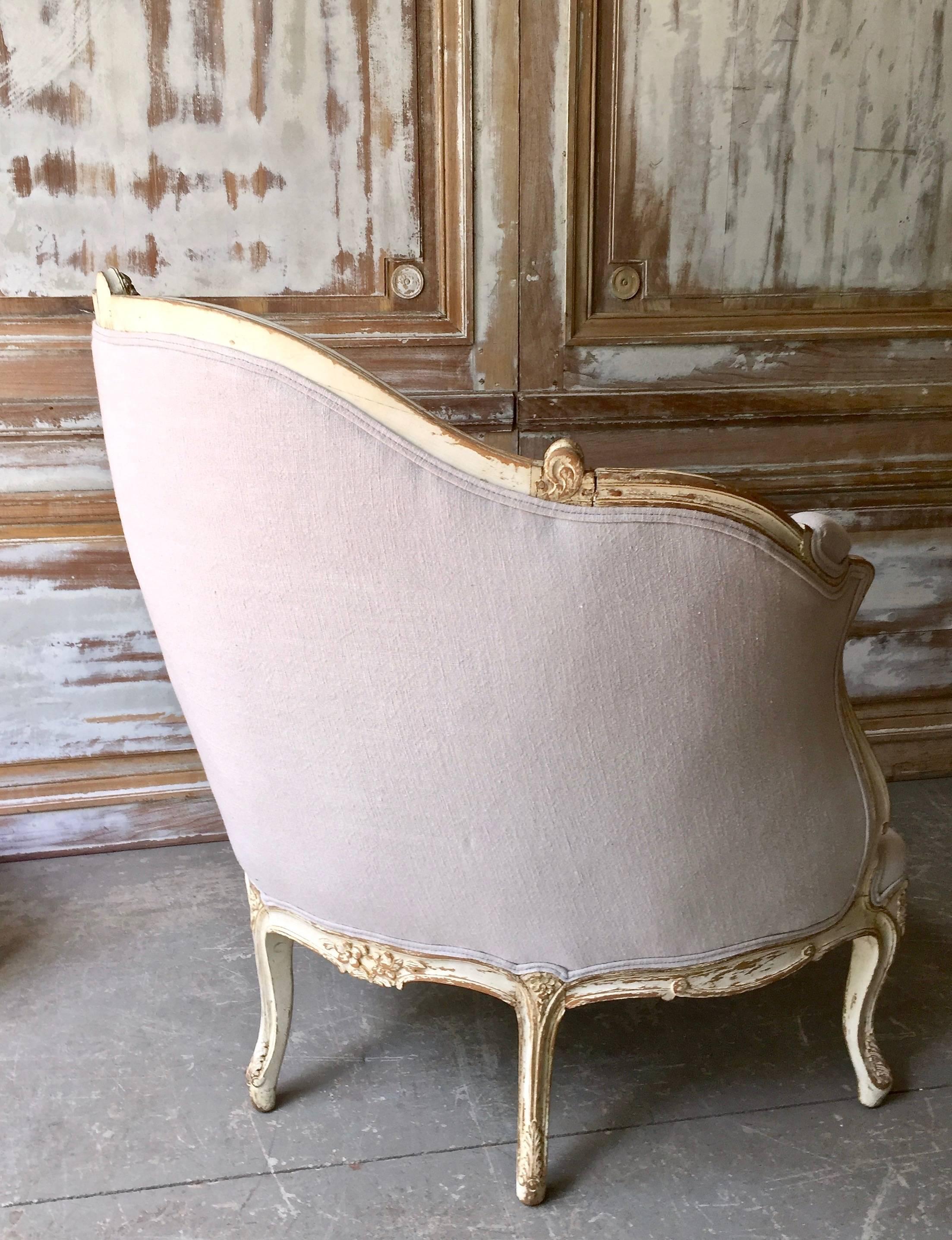 Linen 19th Century Louis XV Style Painted French Marquise