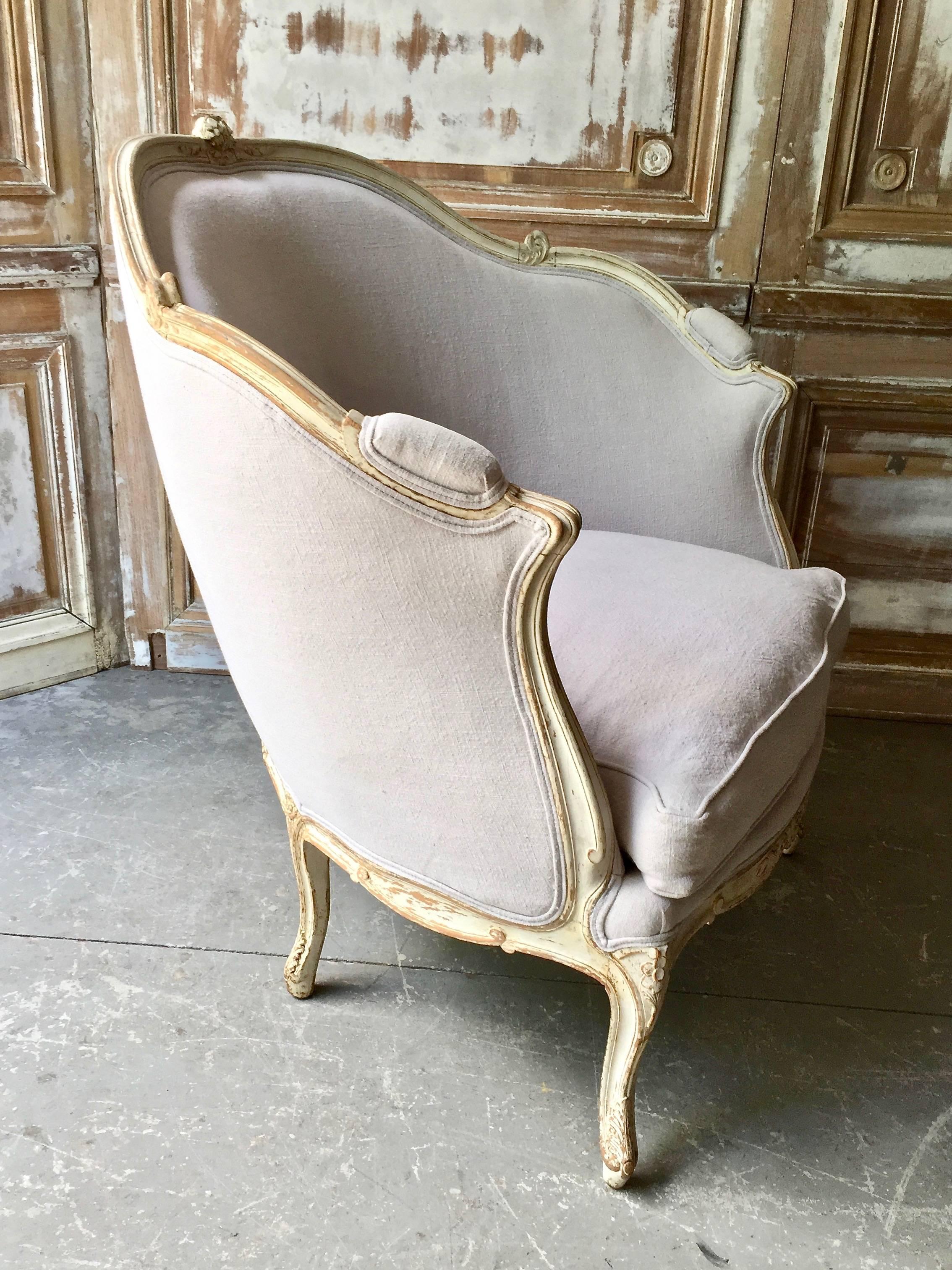 Hand-Carved 19th Century Louis XV Style Painted French Marquise