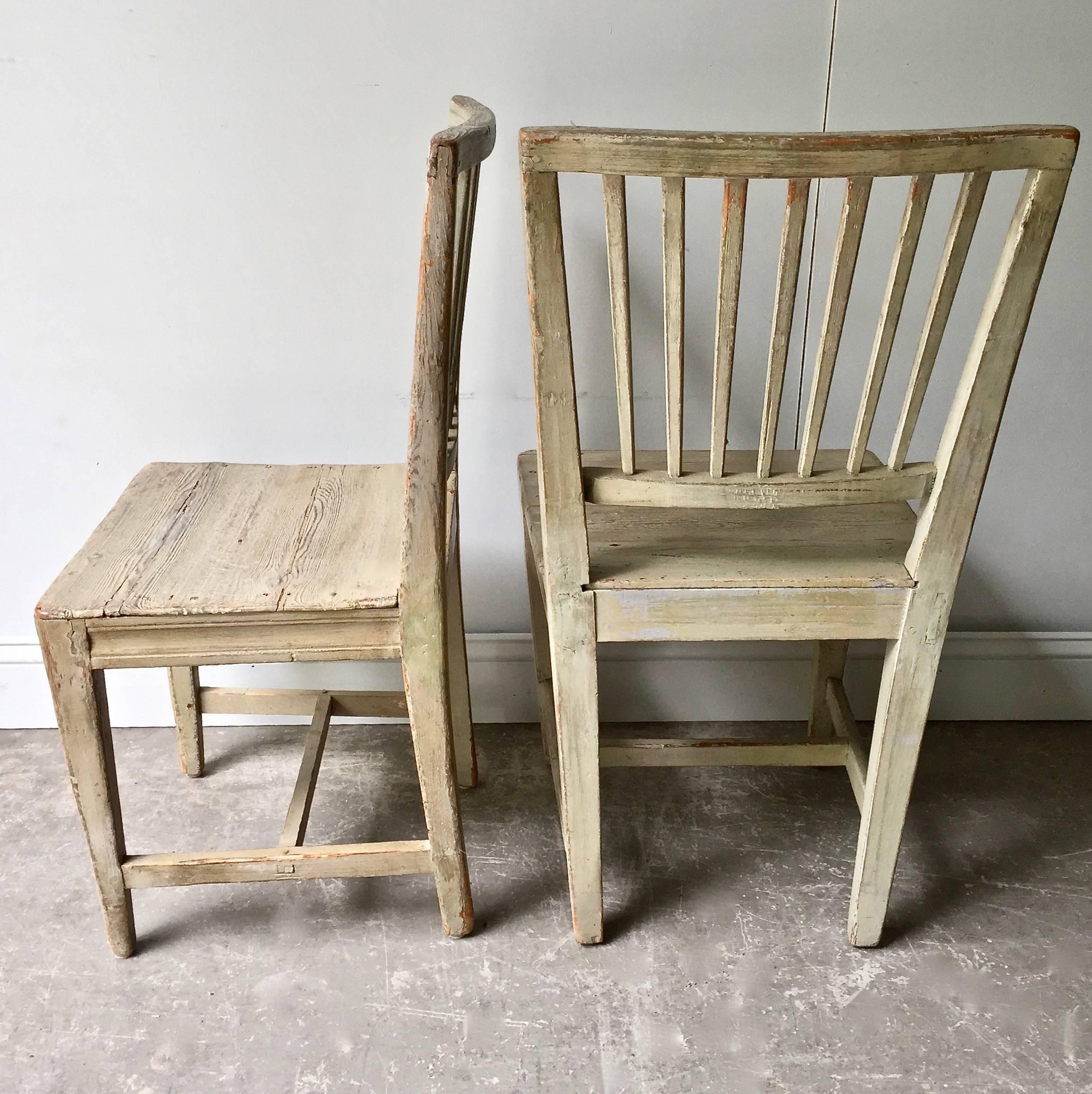 Pine Set of Six Swedish 19th Century Side Chairs