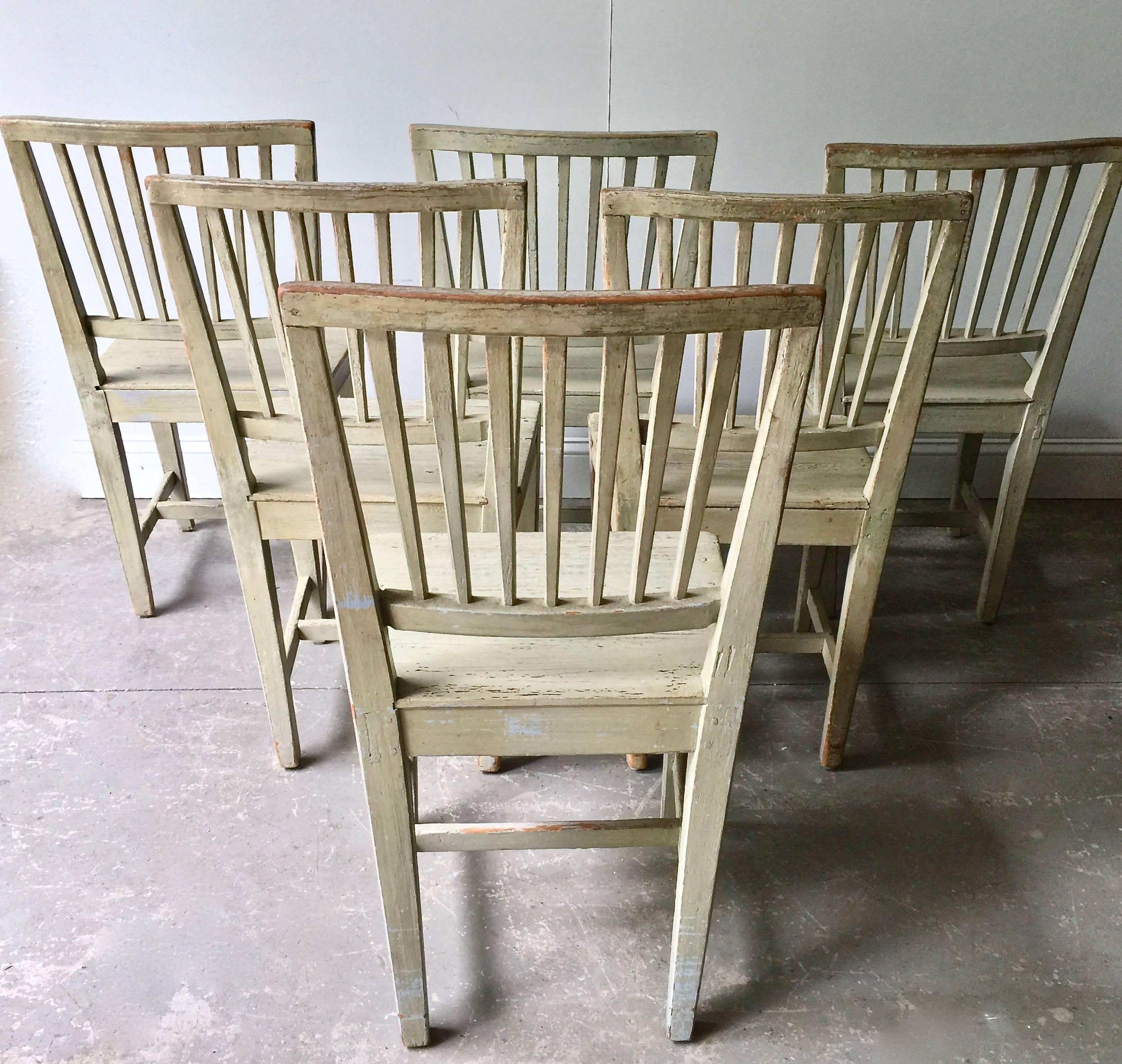 Hand-Crafted Set of Six Swedish 19th Century Side Chairs