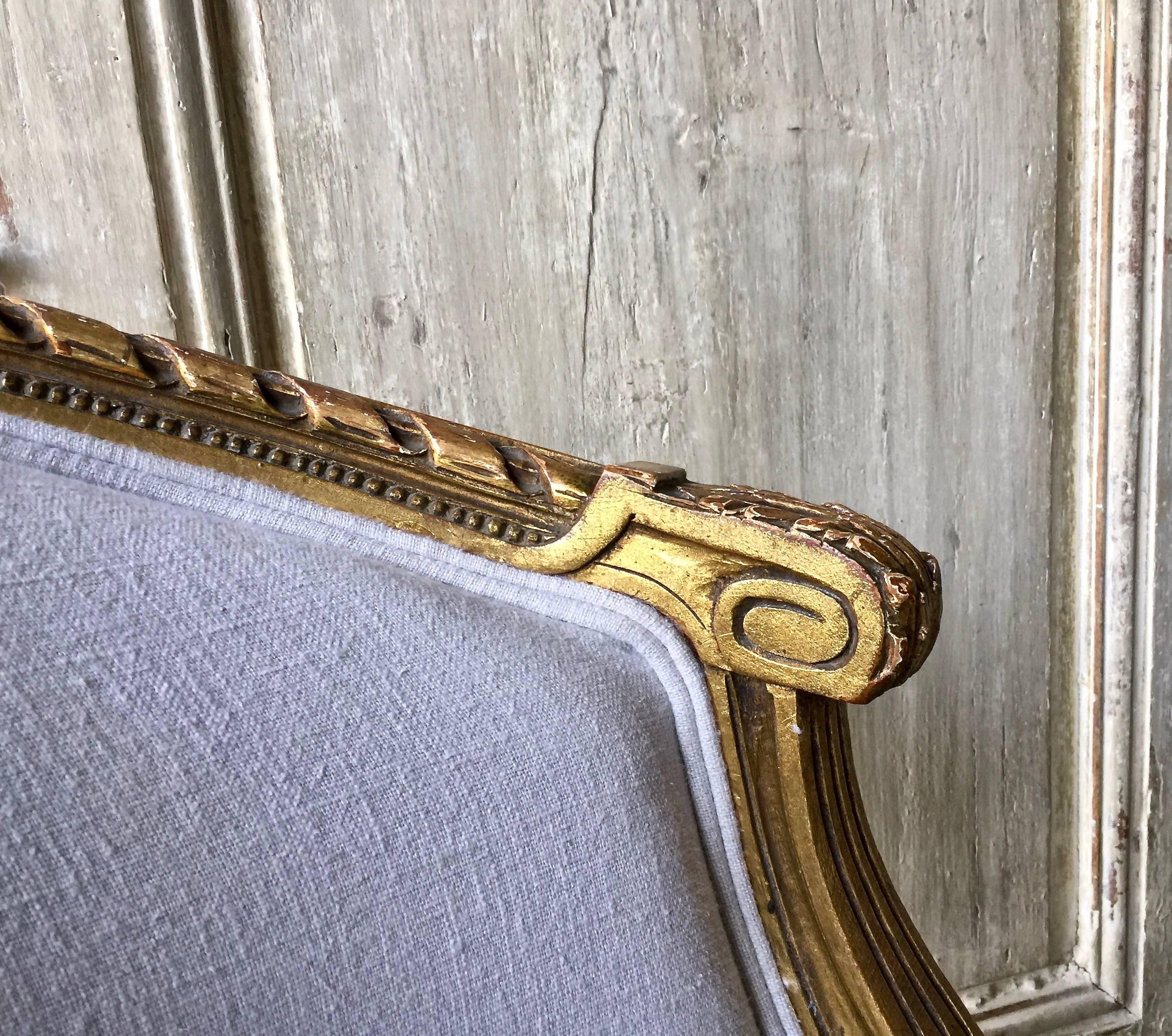Pair of 19th Century French Louis XVI Style Giltwood Bergères 2