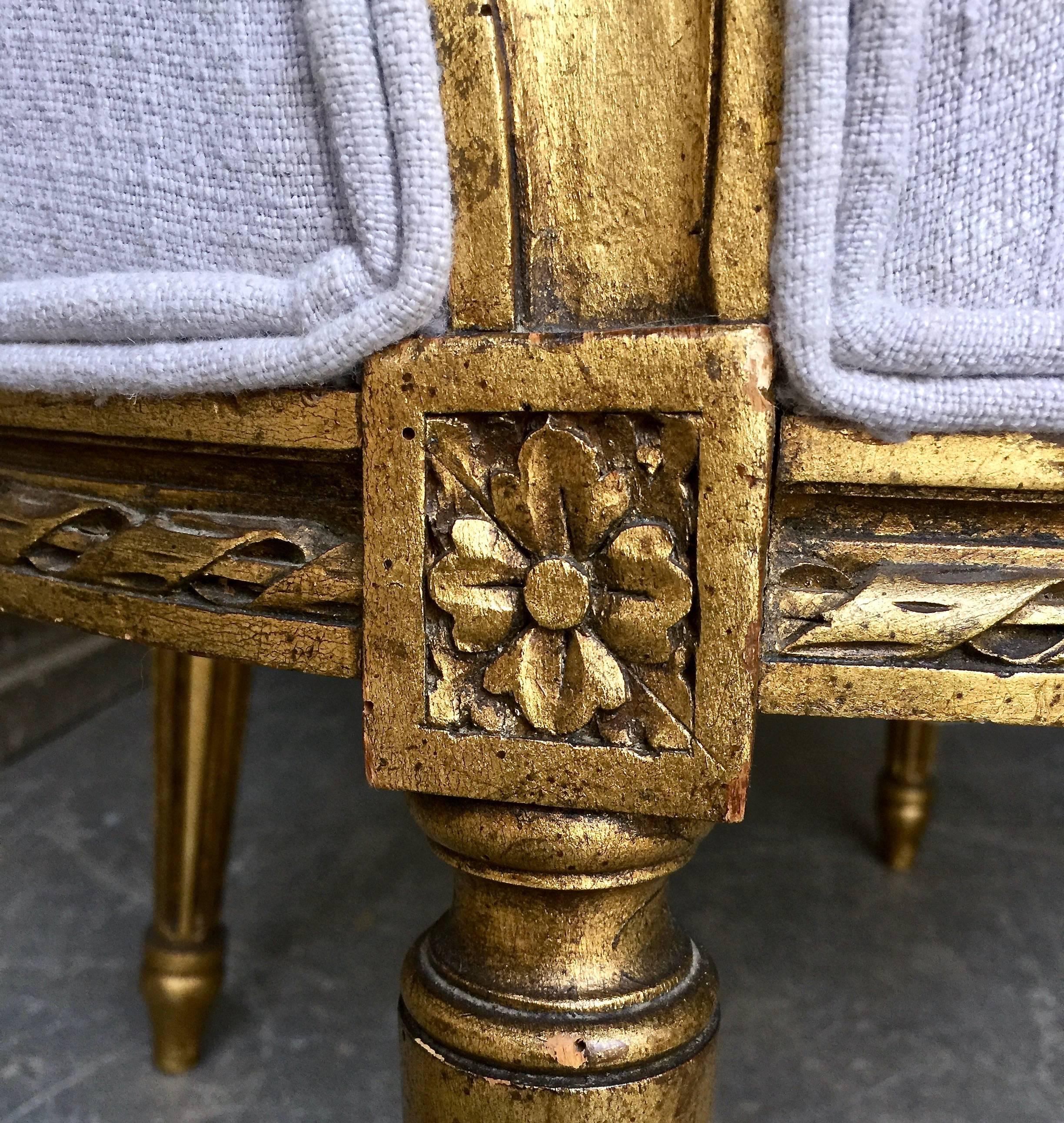 Pair of 19th Century French Louis XVI Style Giltwood Bergères 4