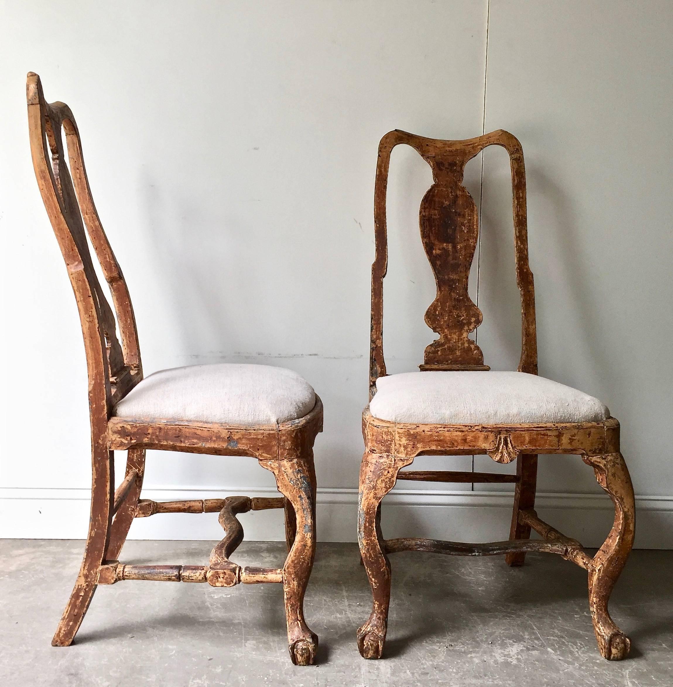 Hand-Crafted Set of Four 18th Century Rococo Period Swedish Chairs