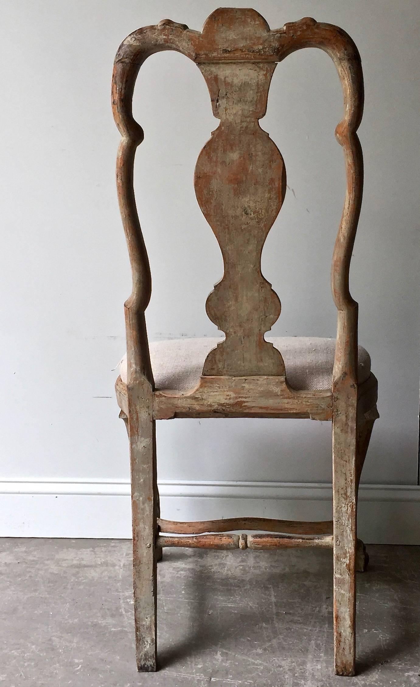 Hand-Carved Set of Four 18th Century Rococo Period Swedish Chairs