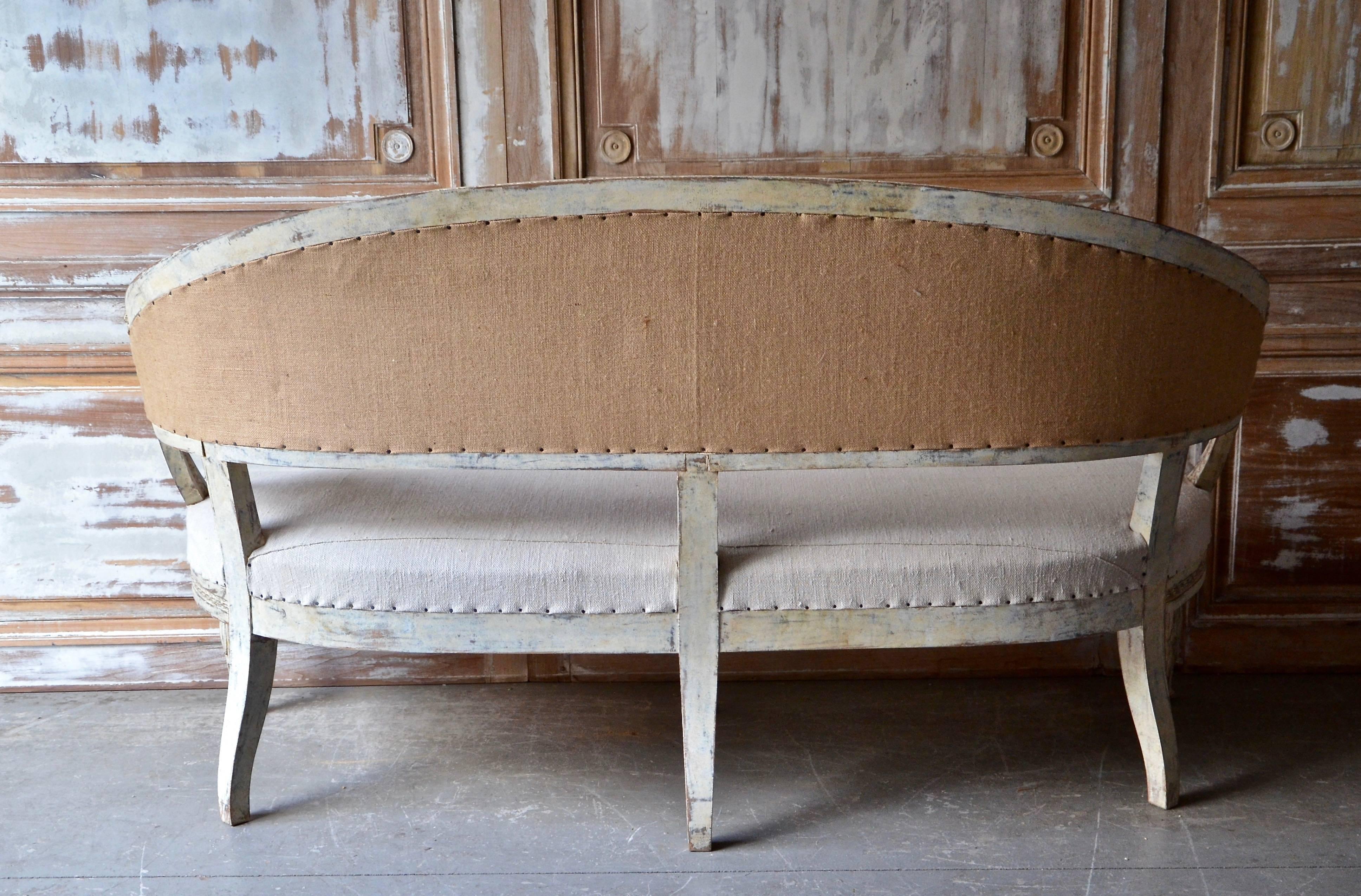 Gustavian 19th Century, Swedish Barrel Back Sofa Settee