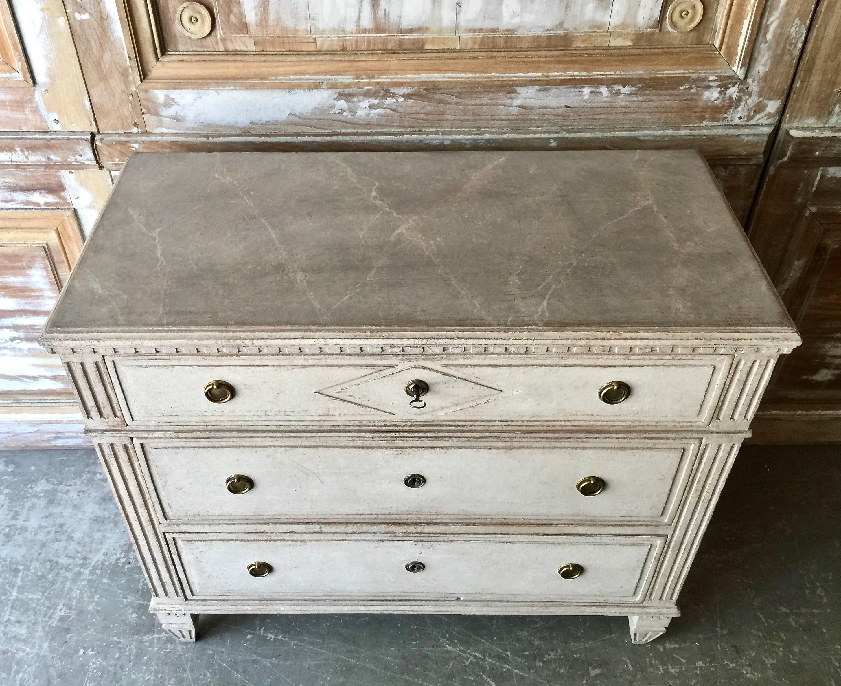 Hand-Carved 19th Century Swedish Gustavian Period Chest of Drawers