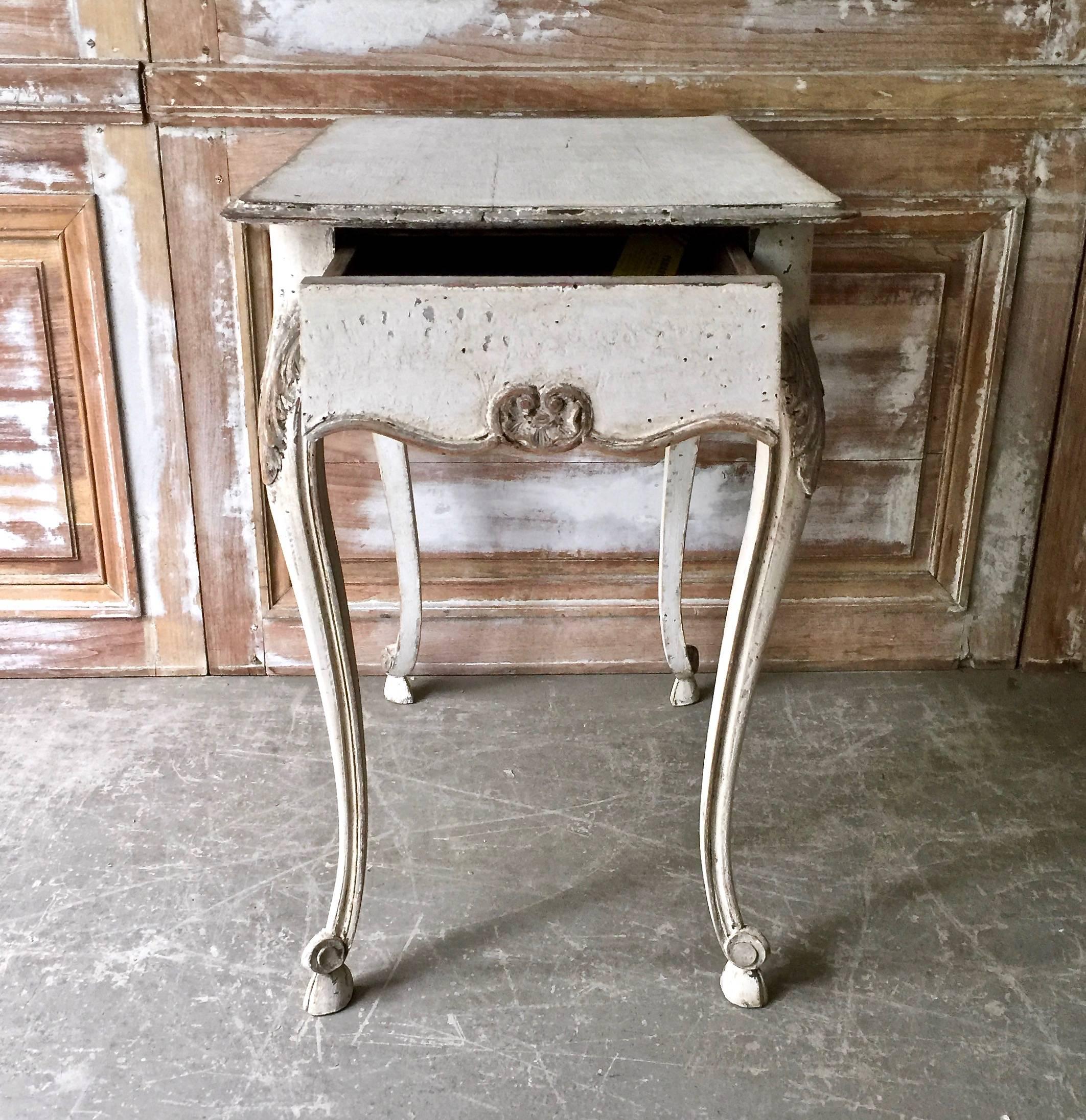 19th Century Louis XV Style Painted Small Table with Drawer In Good Condition In Charleston, SC