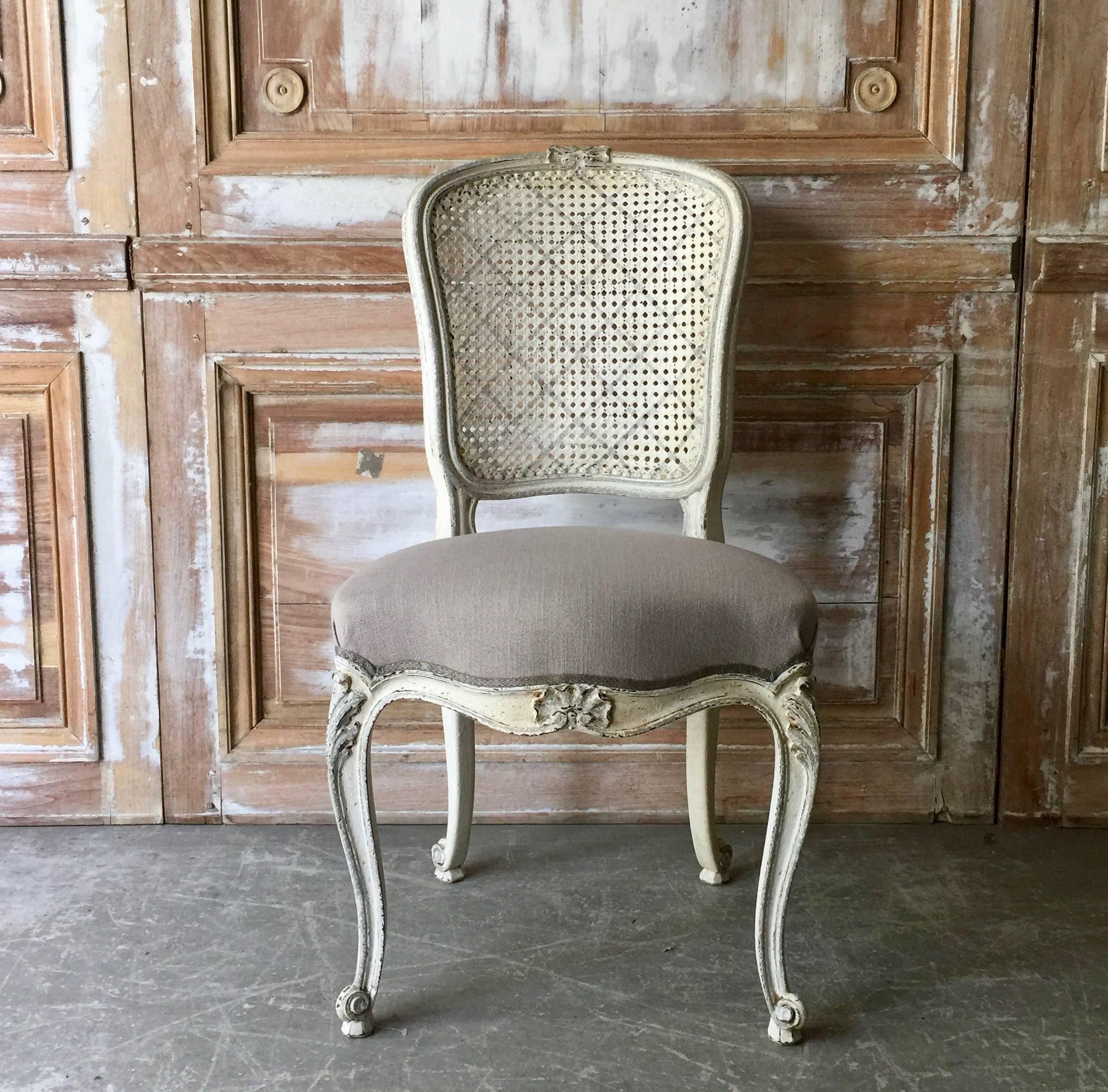 Hand-Crafted Set of Eight French LXV Style Chairs with Cane Back