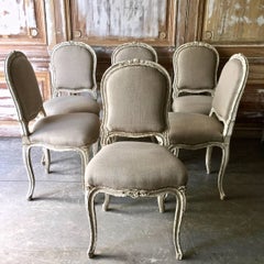 Set of Six Painted French Louis XV Style Dining Chairs