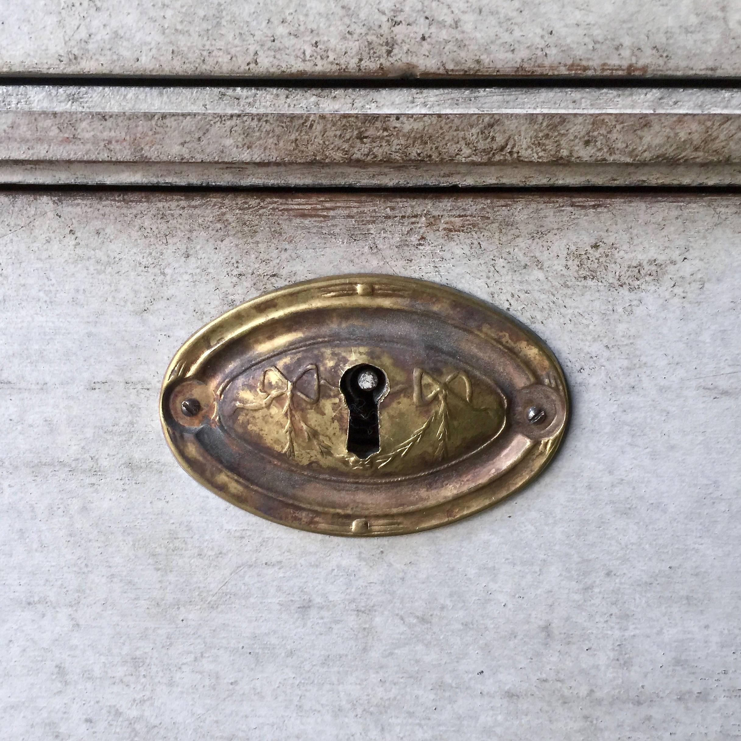 Brass Pair of 19th Century, Swedish Chest of Drawers