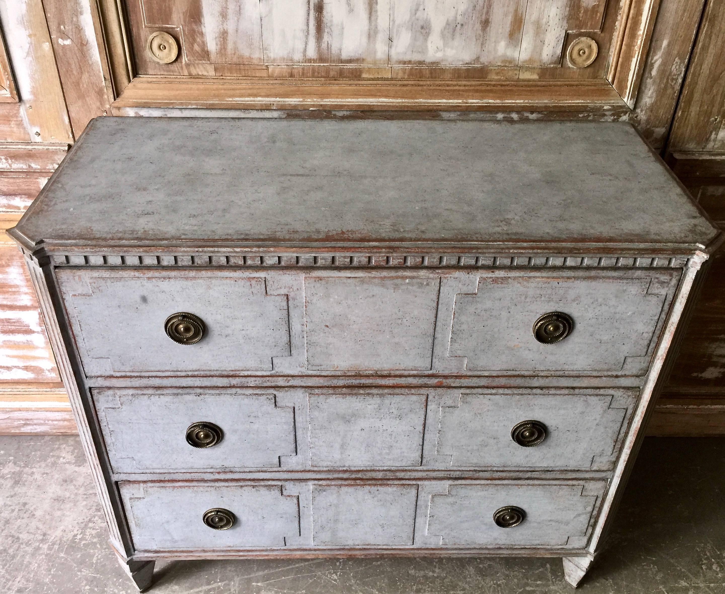 Hand-Carved 19th Century Swedish Gustavian Chest of Drawers