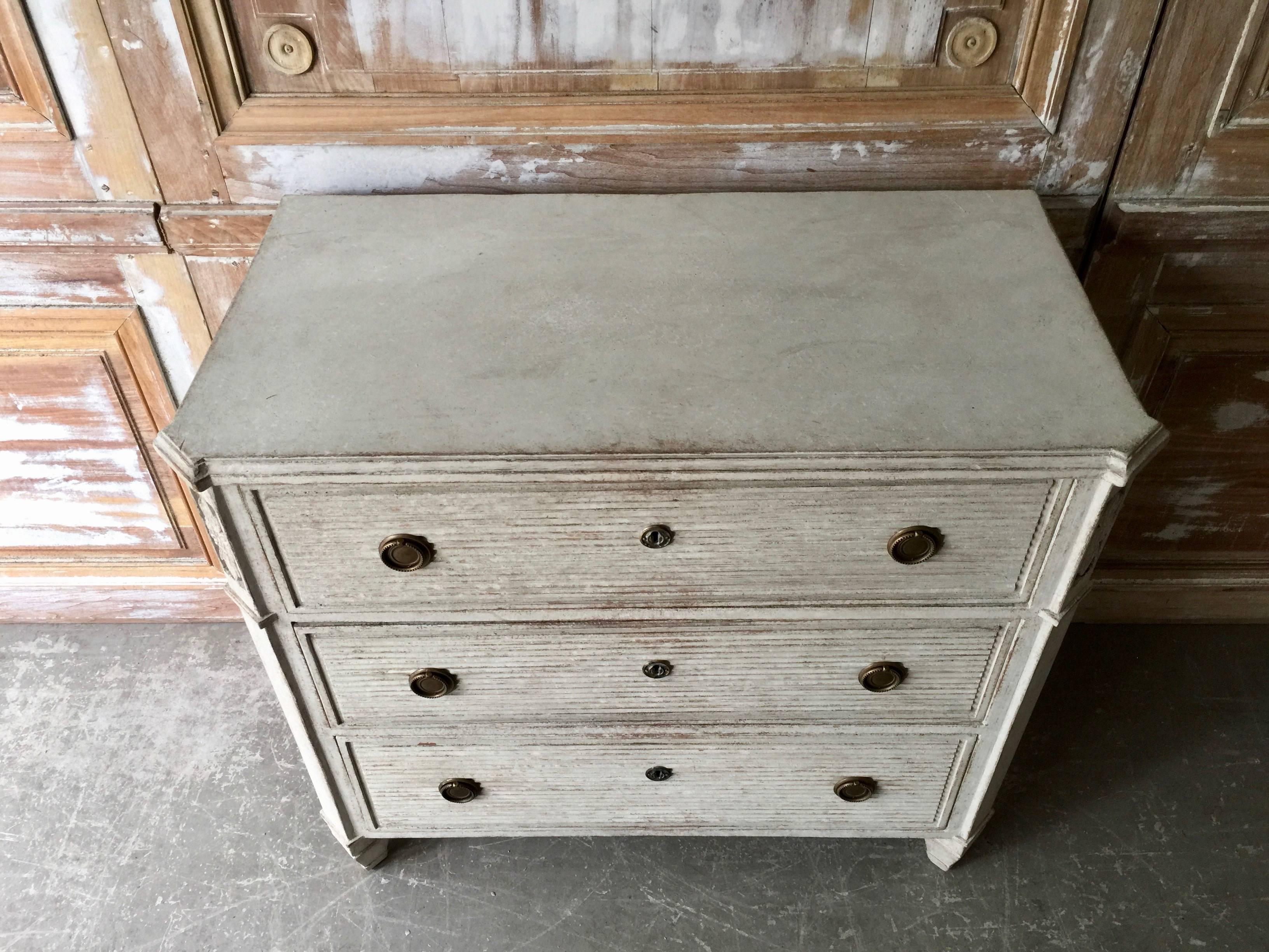 Hand-Carved 19th Century Swedish Gustavian Chest of Drawers