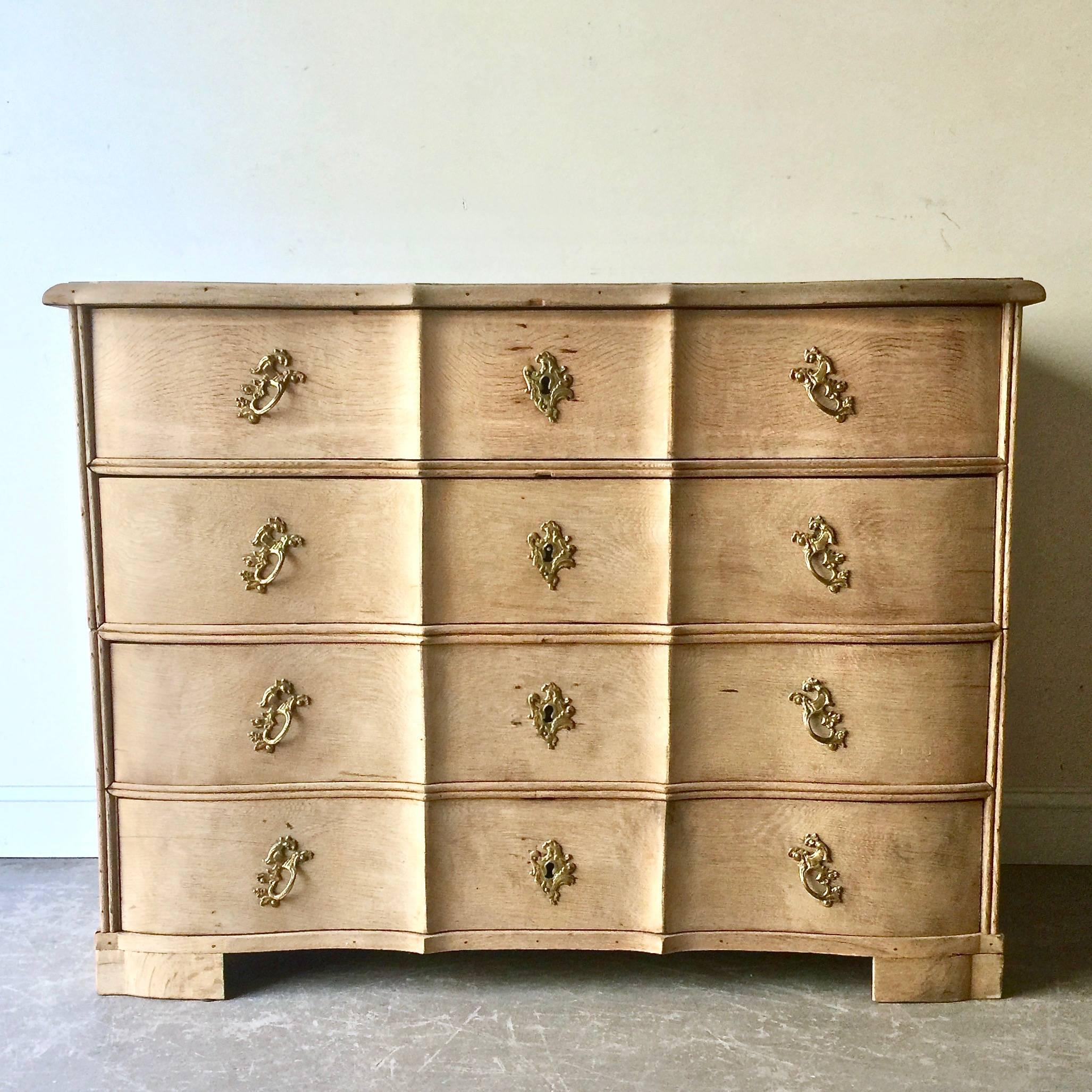 Hand-Carved 18th Century Danish Rococo Chest of Drawers