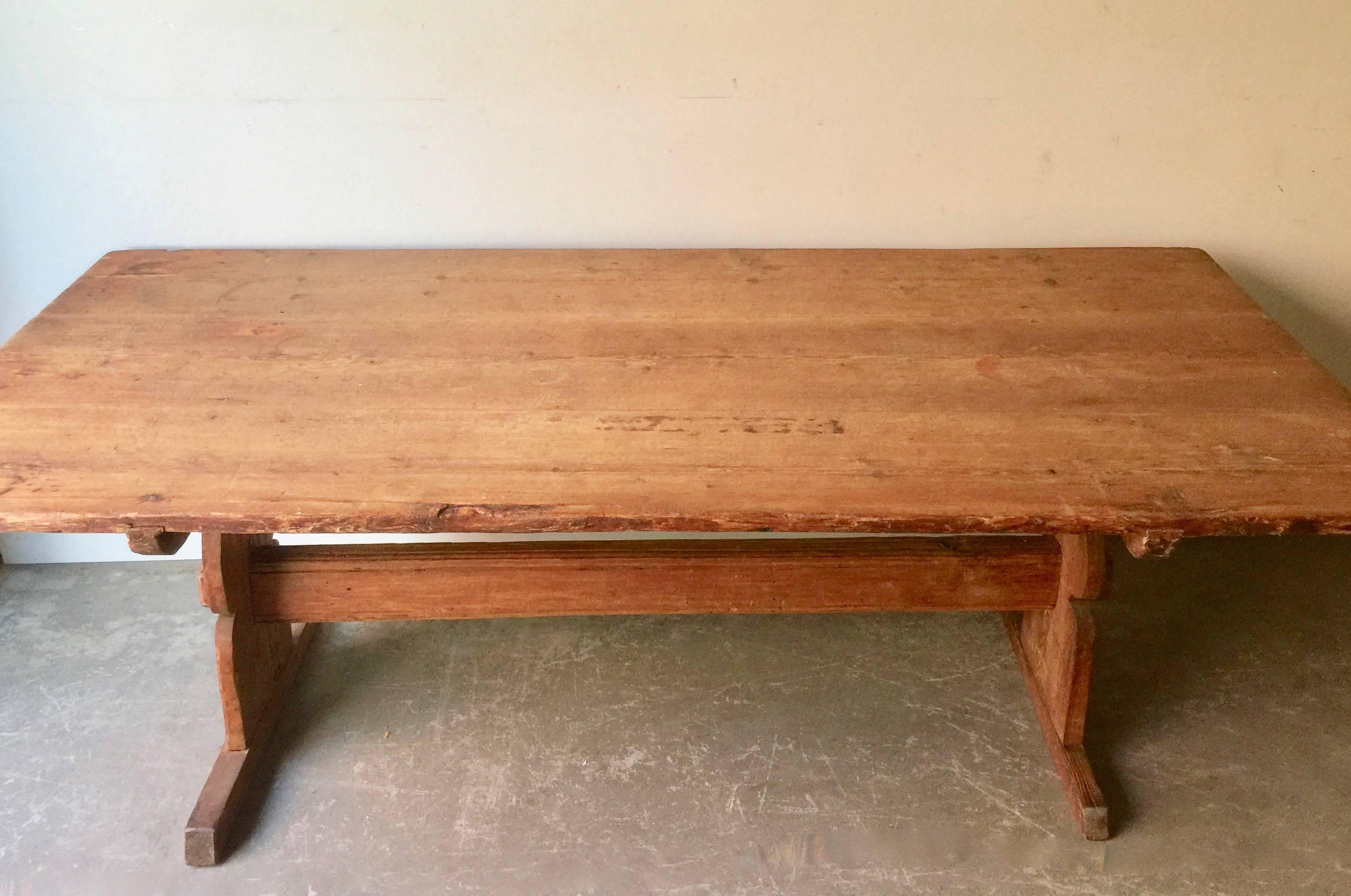 Hand-Crafted Large Early 19th Century Swedish Trestle Table