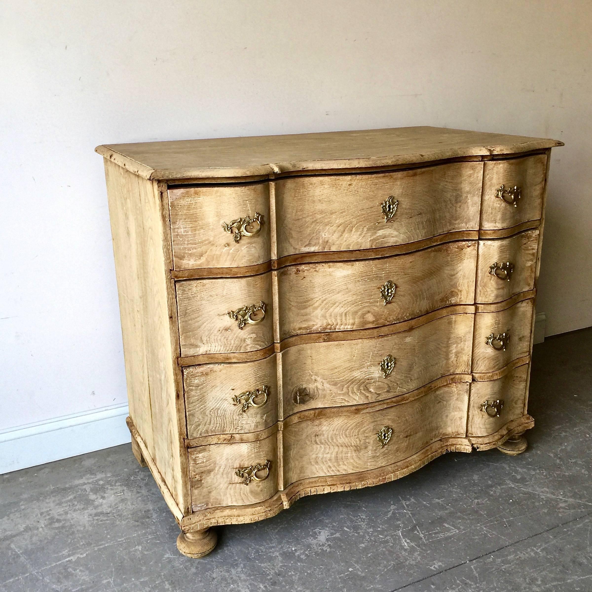 Hand-Carved 18th Century Danish Rococo Chest of Drawers