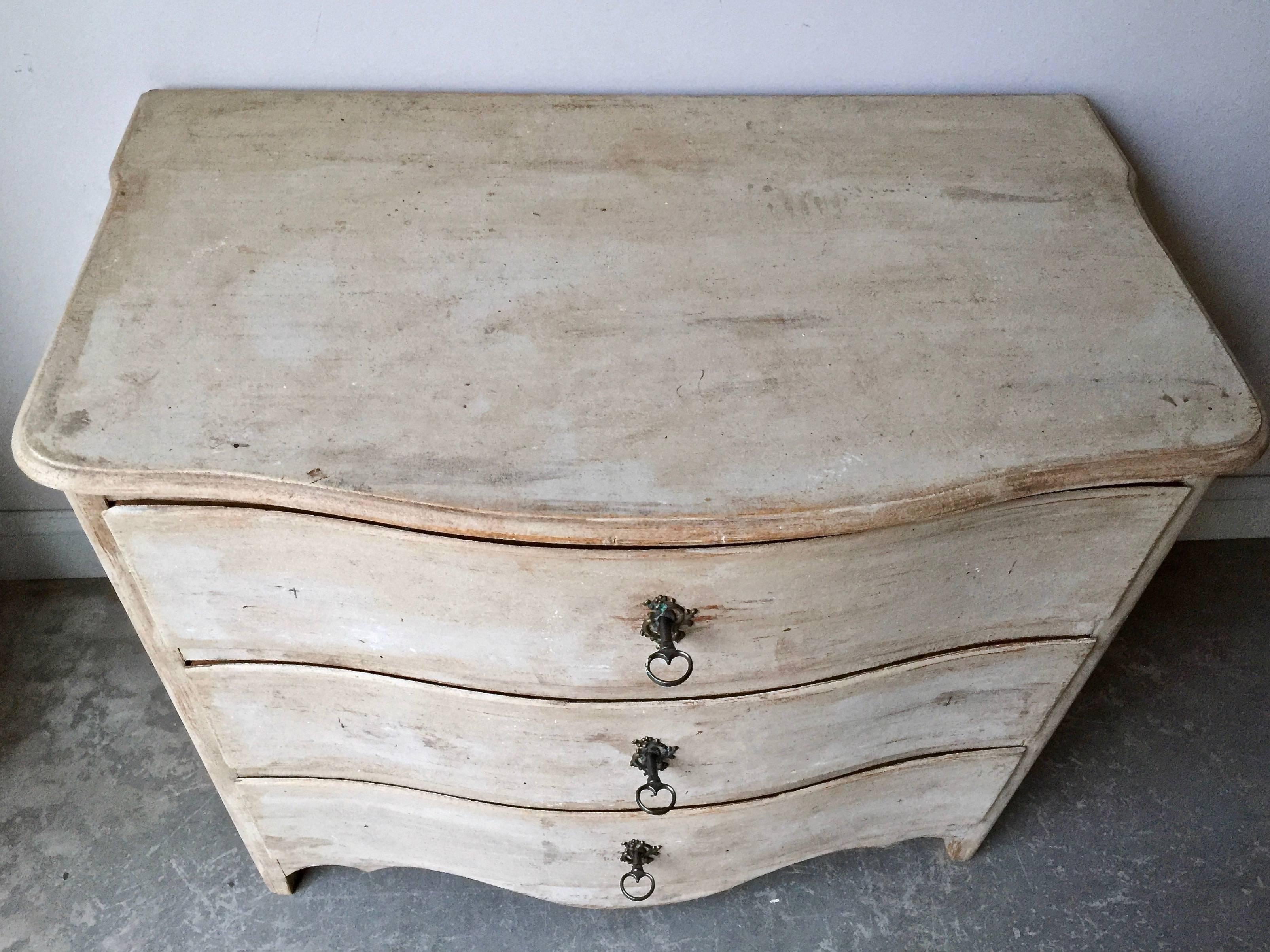 Hand-Carved 18th Century Swedish Period Rococo Chest of Drawers