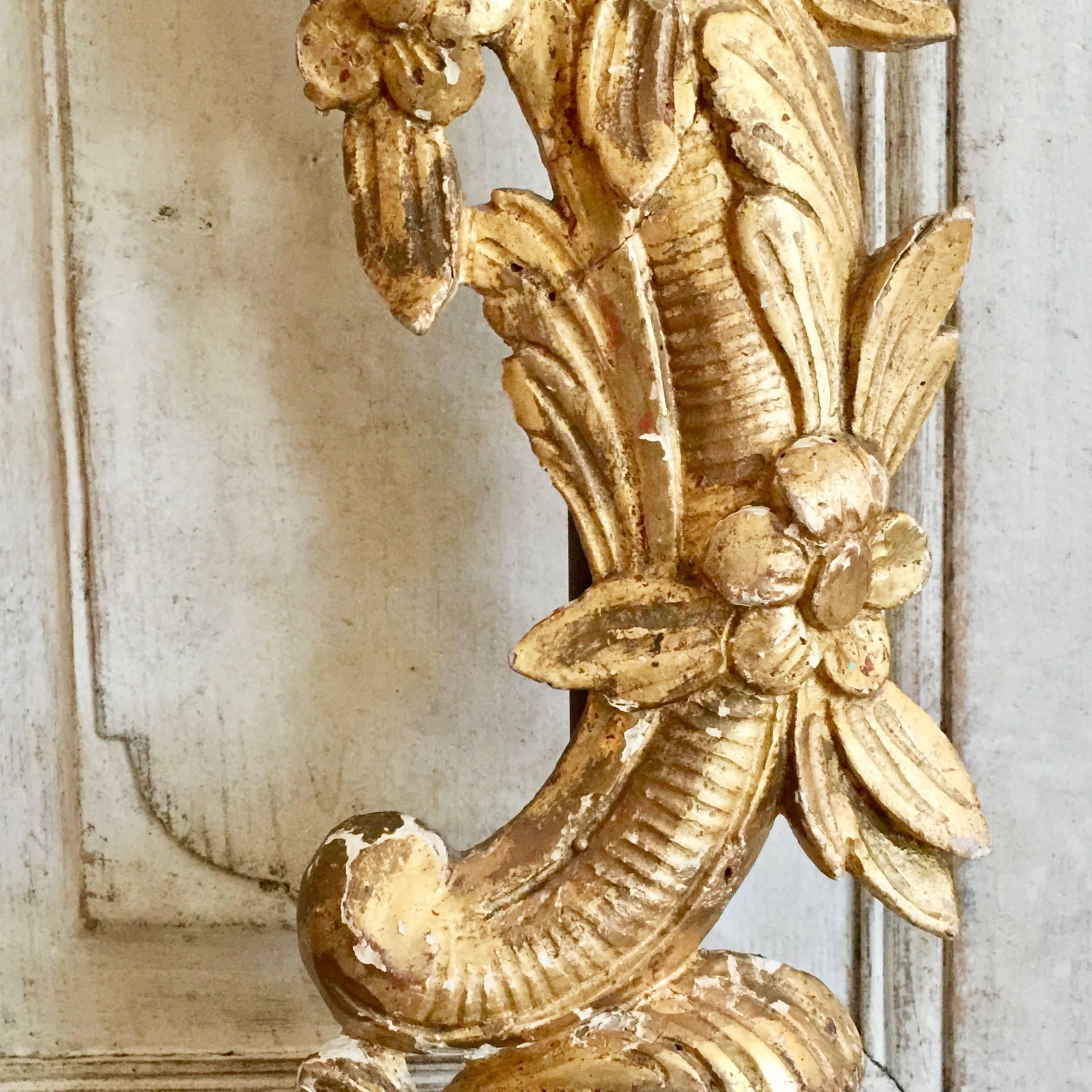 Pair of 19th Century French Architectural Gold Gilt Fragments as Lamps 1