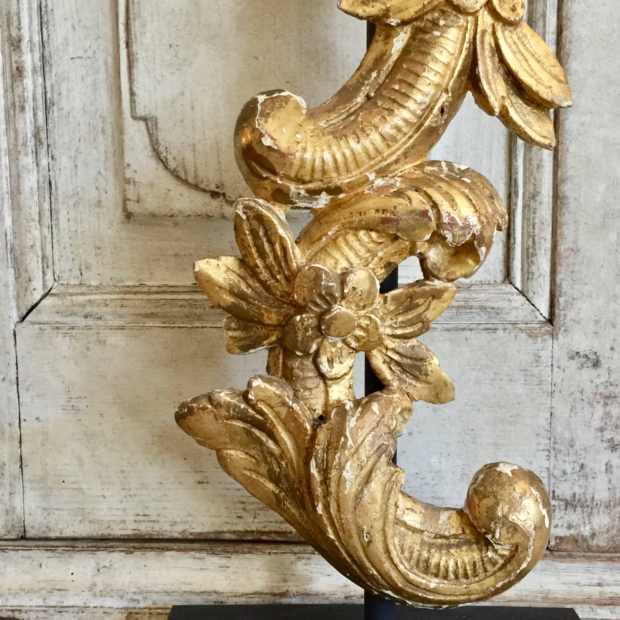 Pair of 19th Century French Architectural Gold Gilt Fragments as Lamps 2