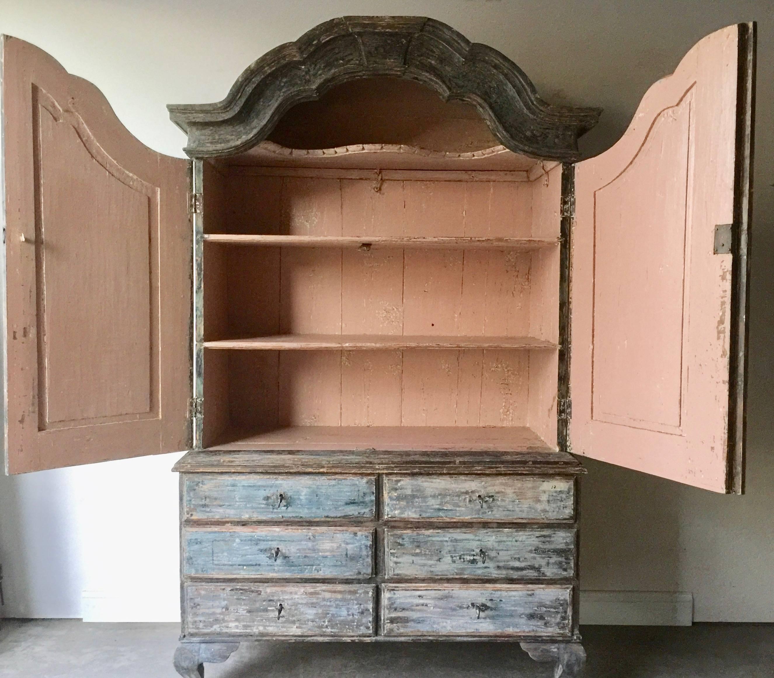 Hand-Carved 18th Century Swedish Period Rococo Cabinet