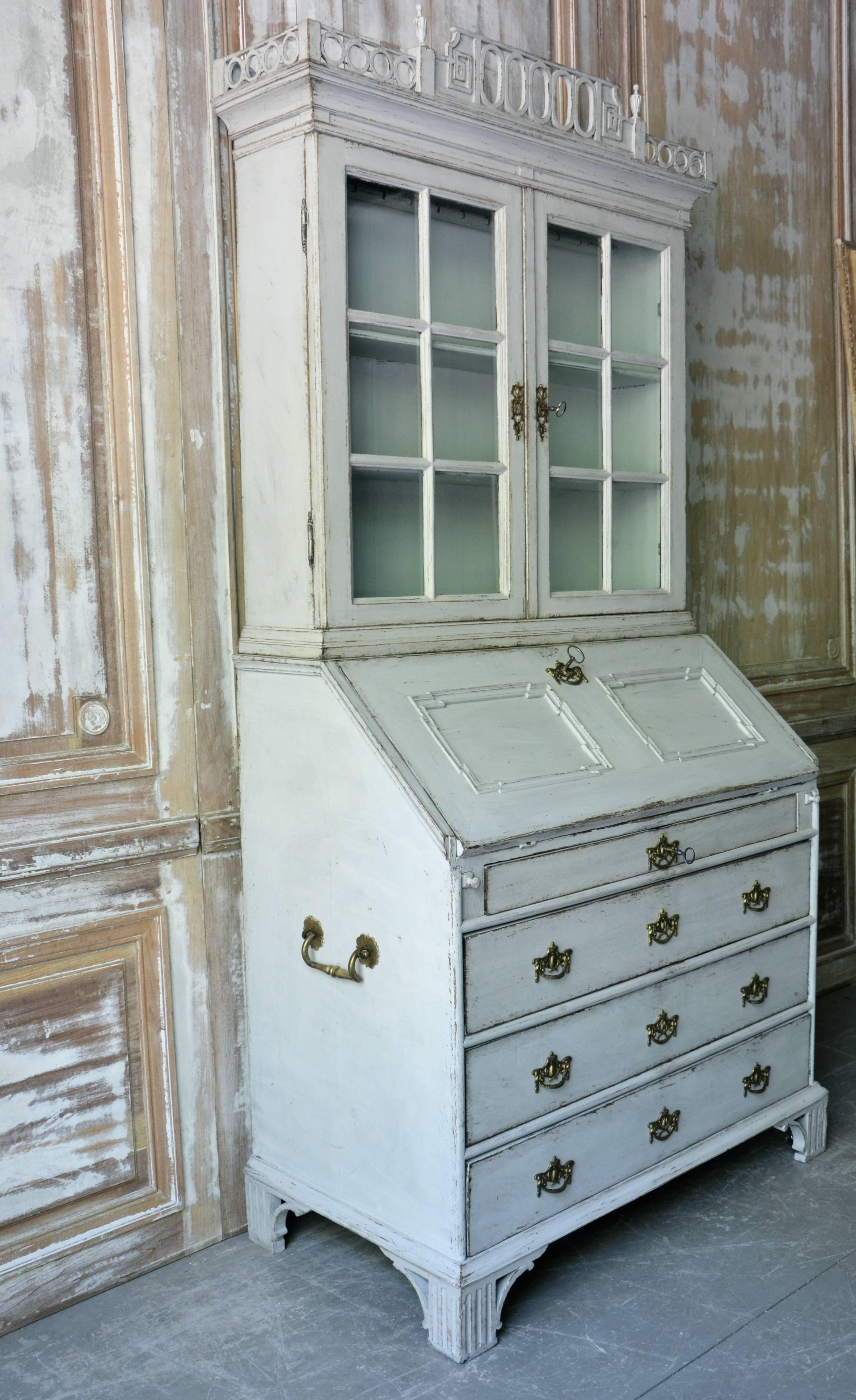 Hand-Carved 18th Century Swedish Gustavian Period Secretaire