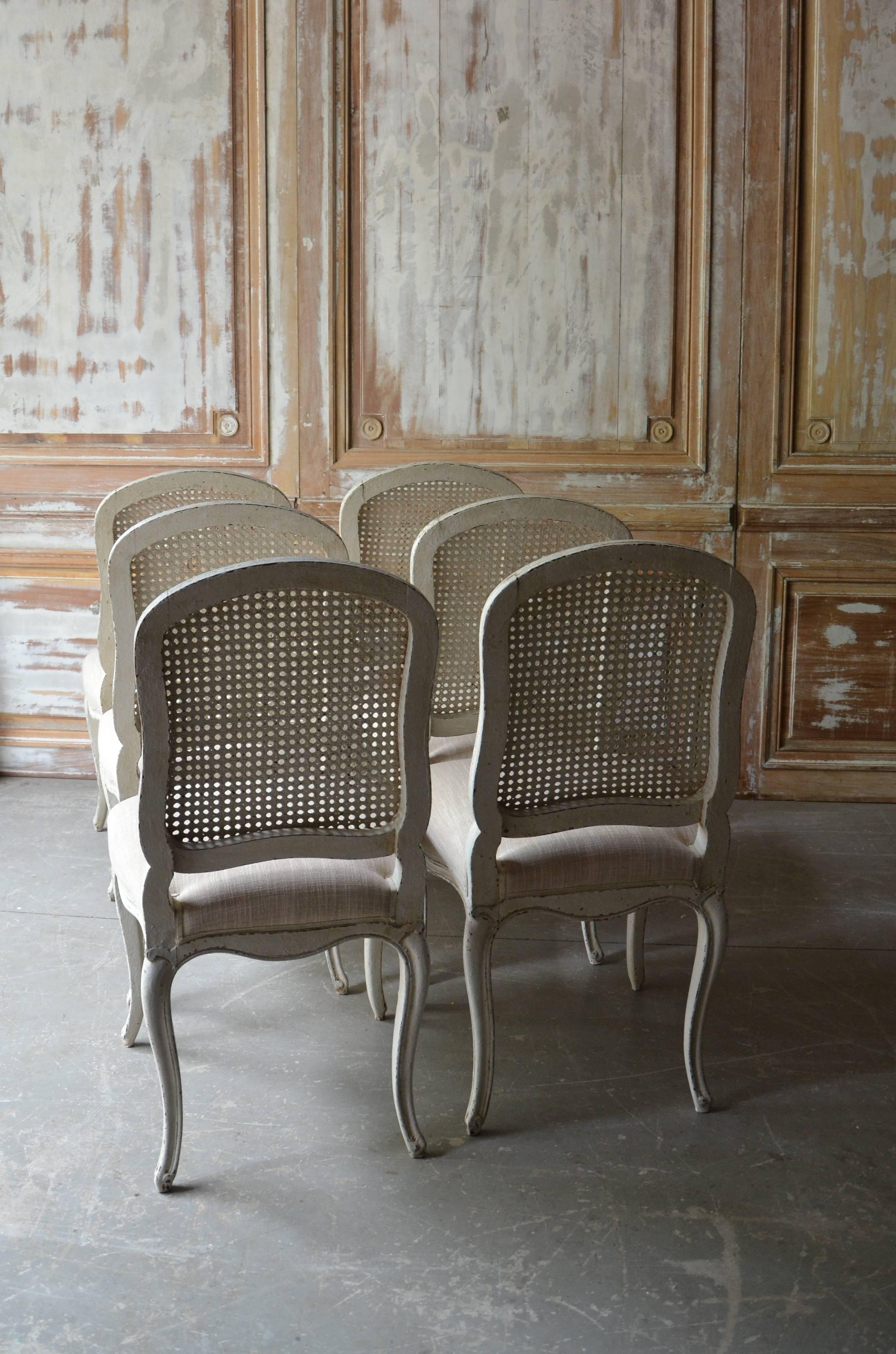 Louis XV Set of Six French LXV Style Chairs with Cane Back