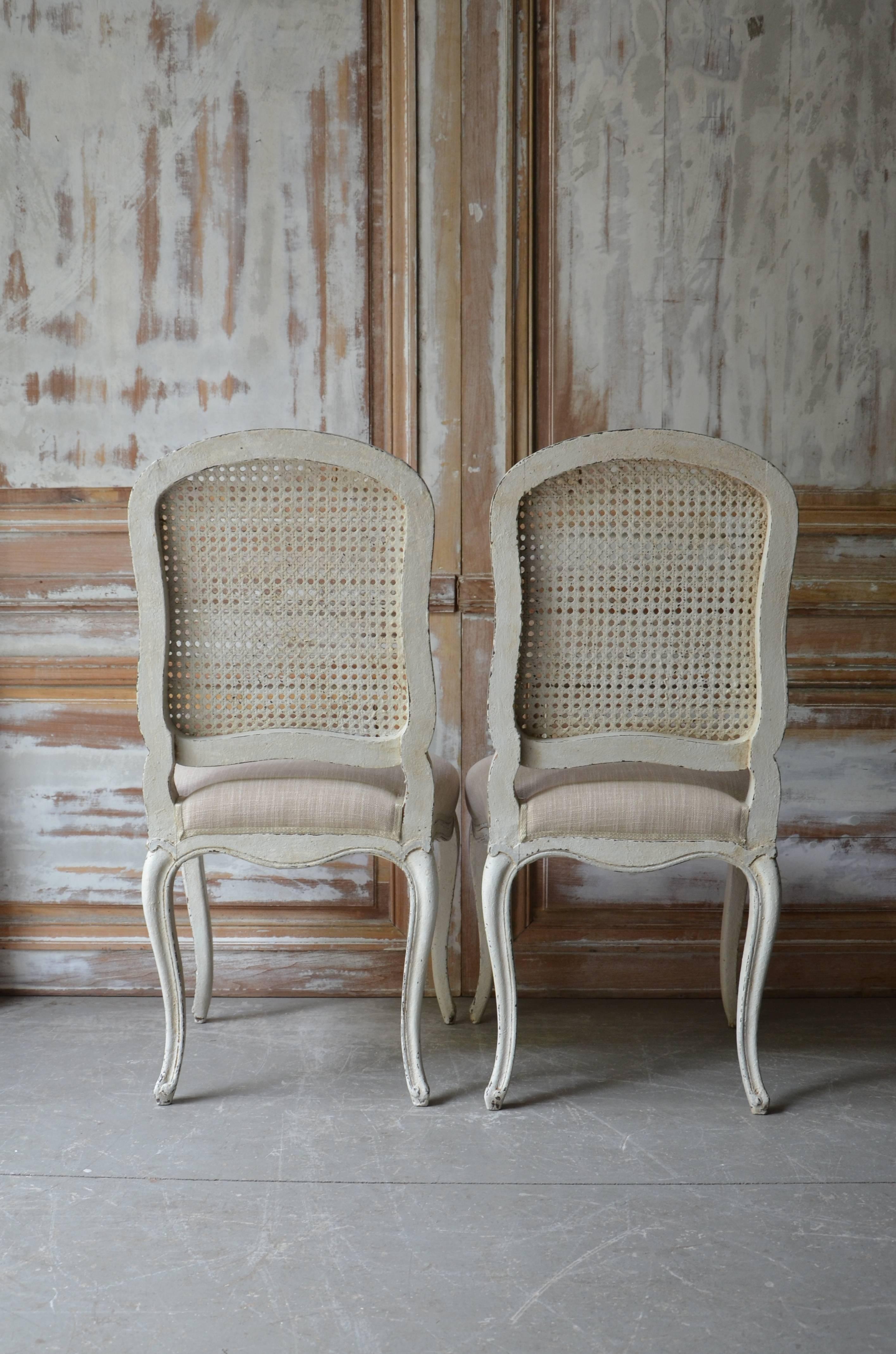 Oak Set of Six French LXV Style Chairs with Cane Back