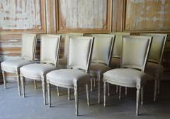 Set of Eight Painted French Dining Chairs