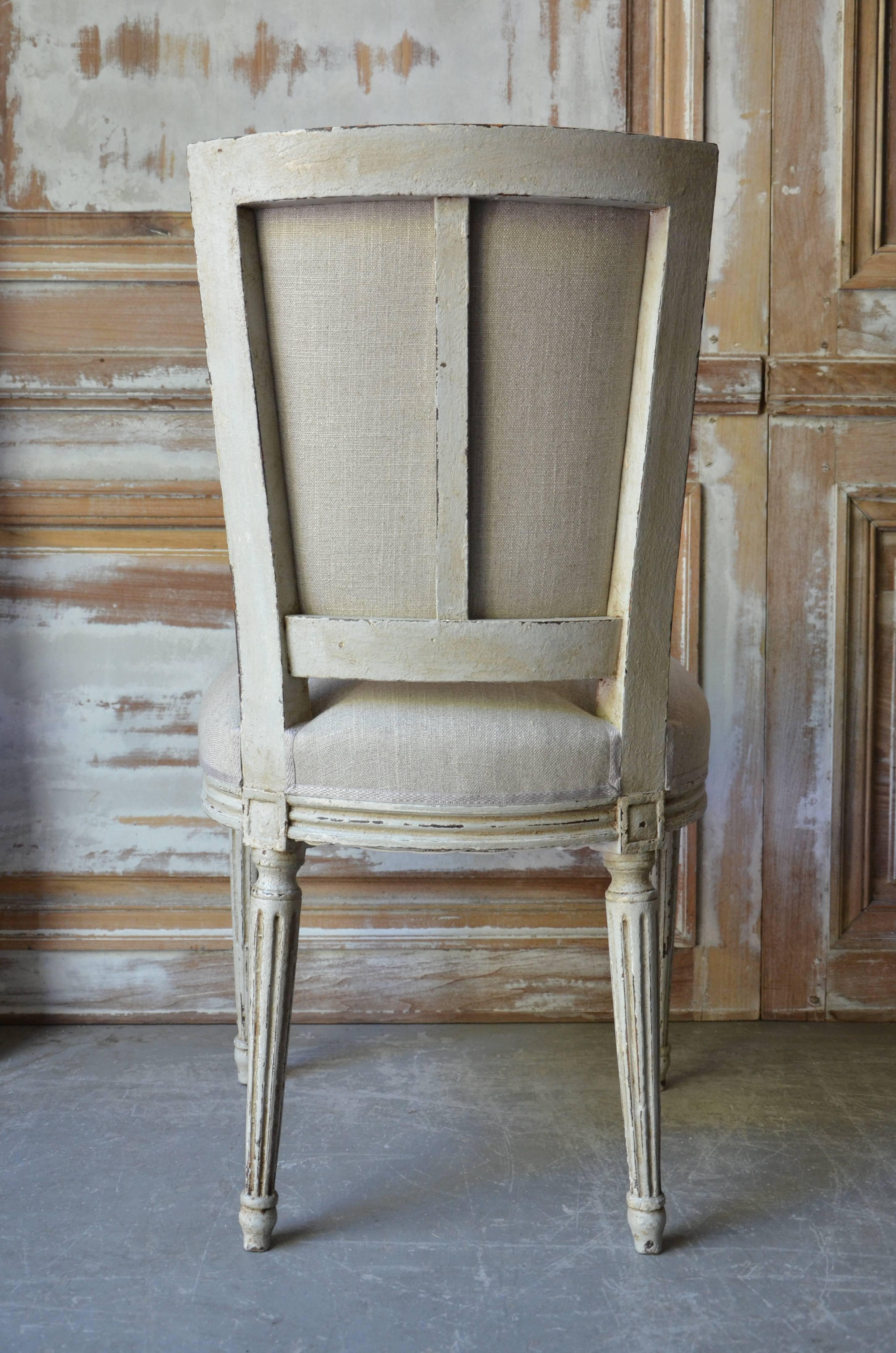Oak Set of Eight Painted French Dining Chairs