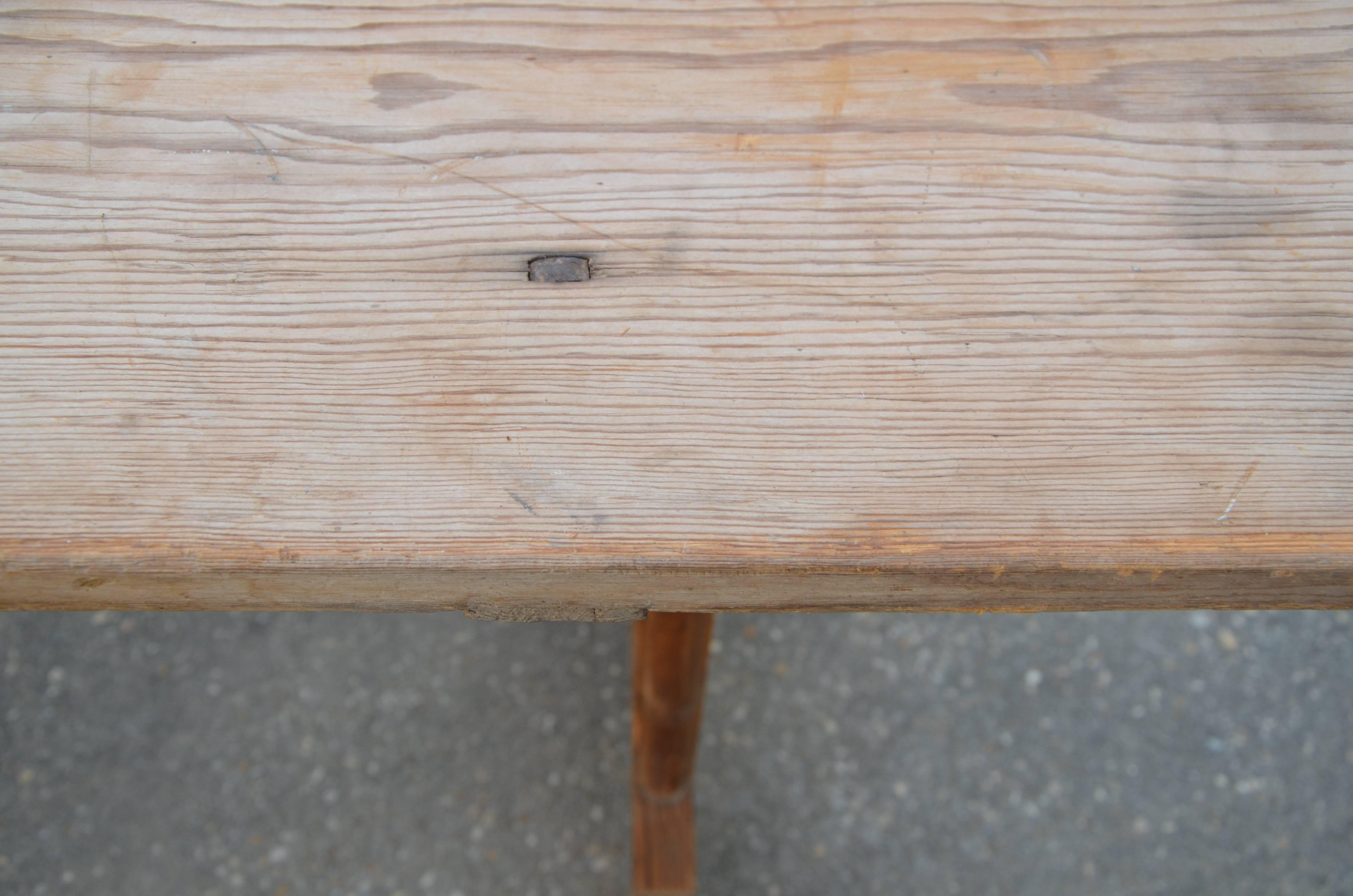 19th Century Swedish Long Trestle Table In Good Condition In Charleston, SC