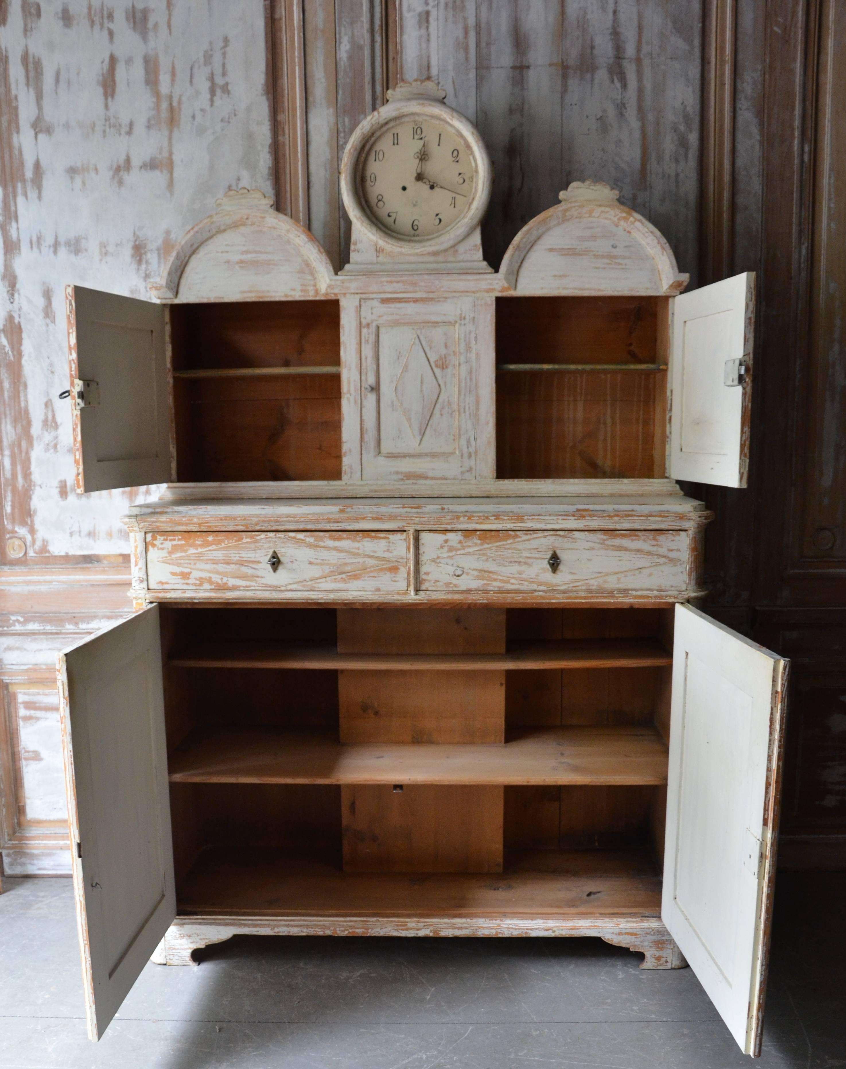 Rare Swedish Gustavian Clock Cupboard 2