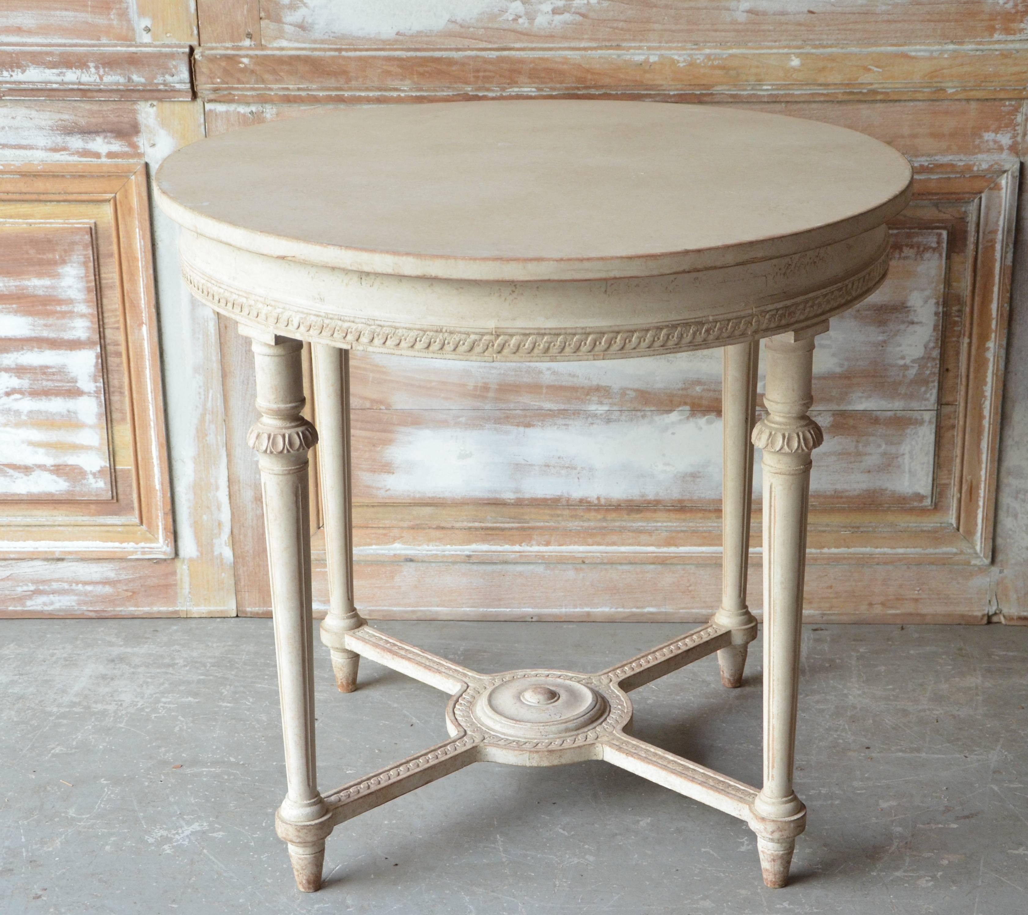 Hand-Carved Swedish Gustavian Style Round Table