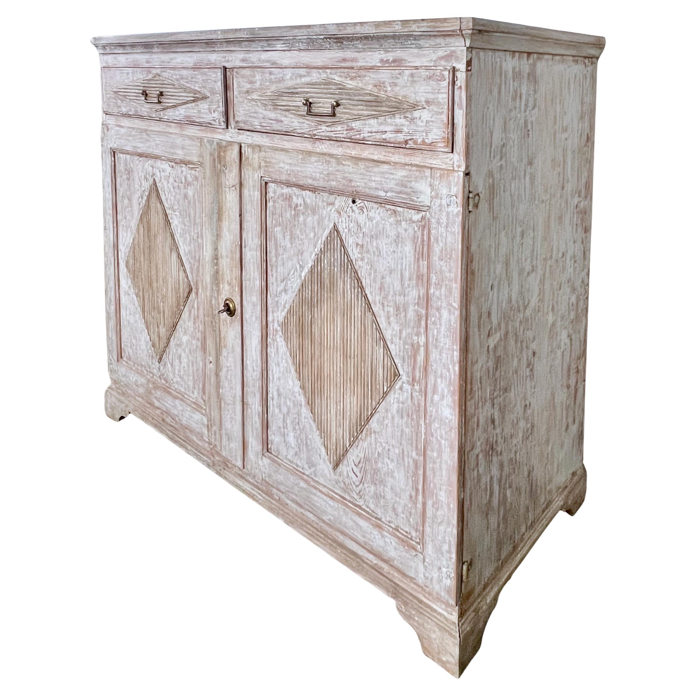 Swedish Gustavian Period 1820 Sideboard with Carved, Reeded Panels