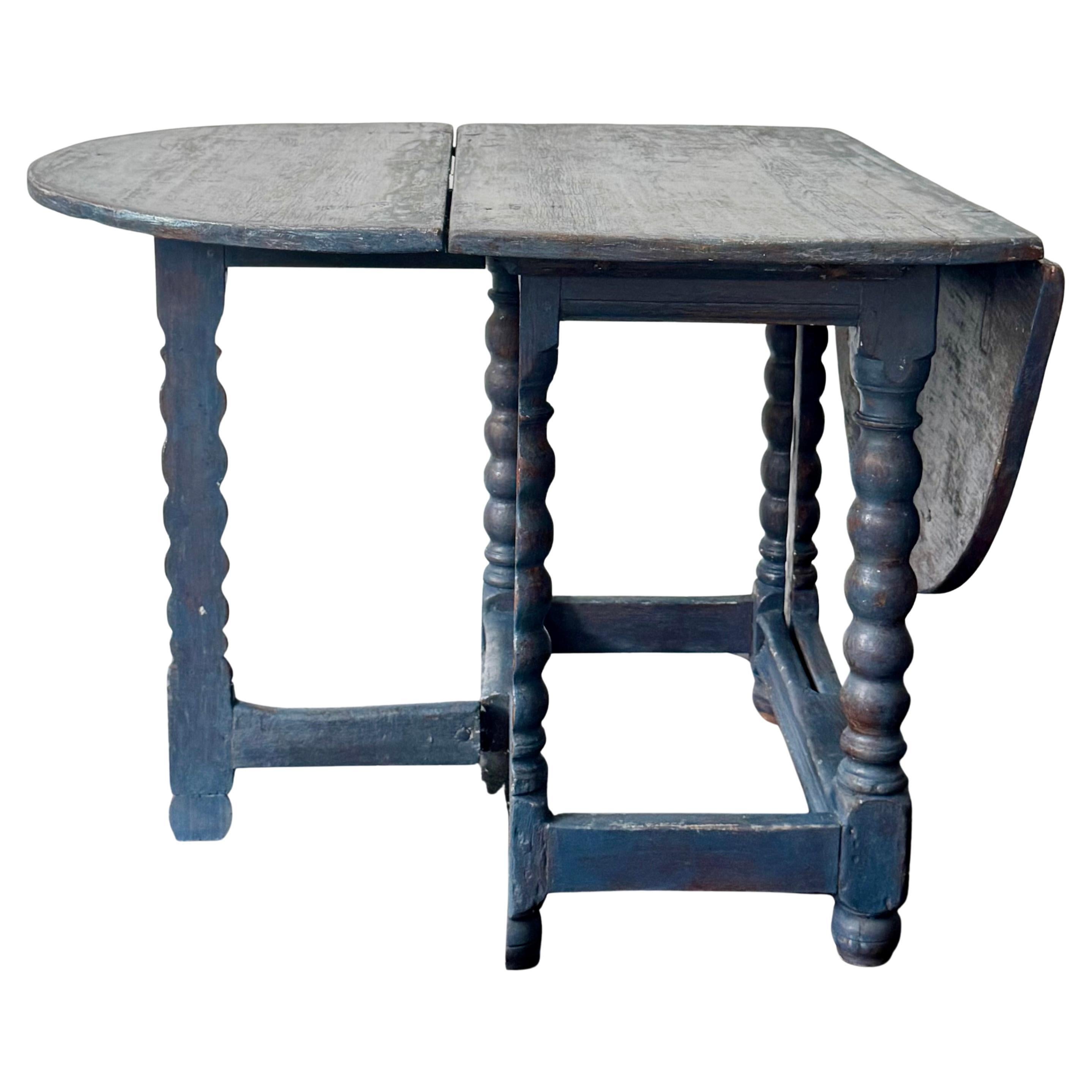 18th Century Swedish Baroque Drop Leaf Table For Sale