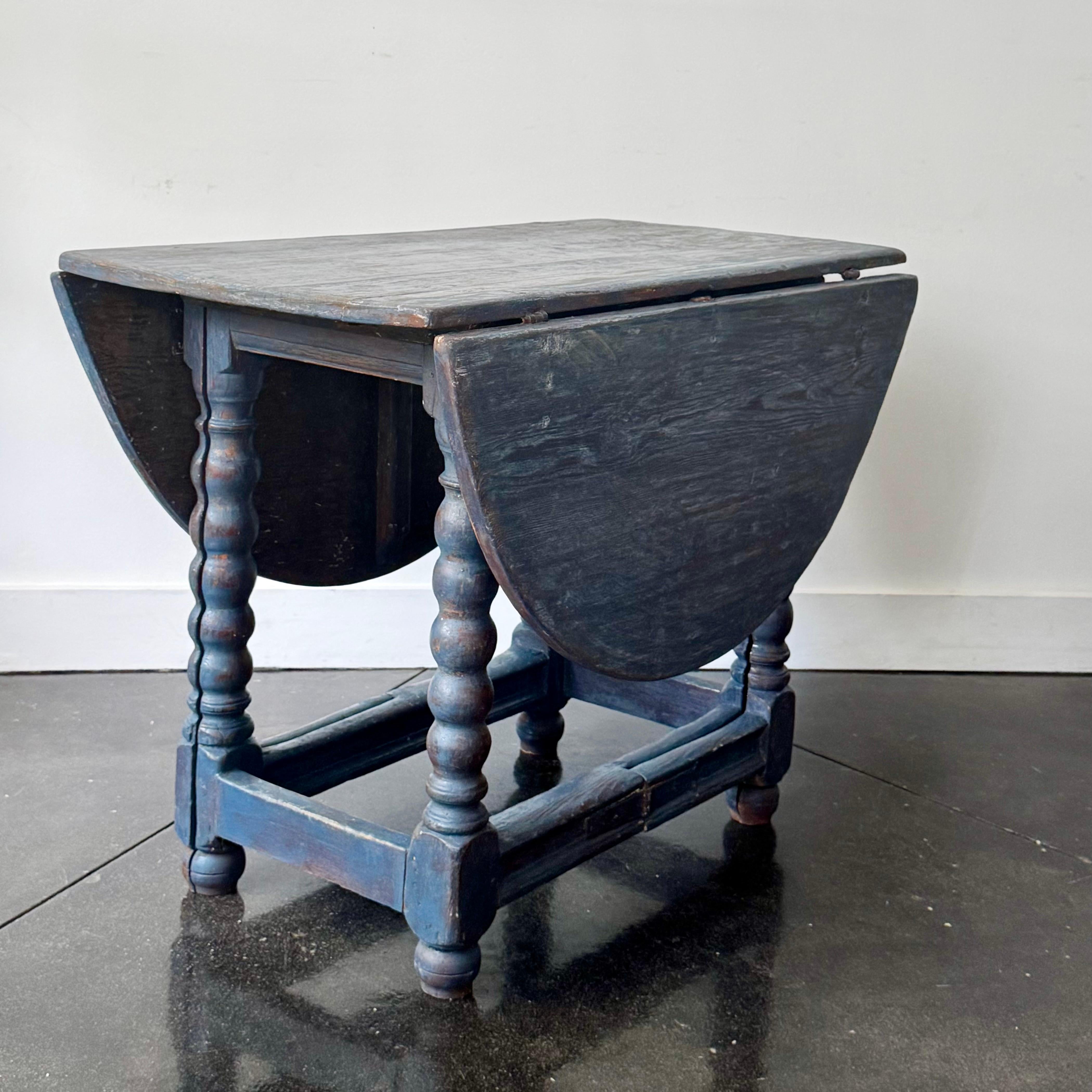 Iron 18th Century Swedish Baroque Drop Leaf Table For Sale
