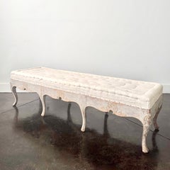 Rare banc allongé suédois de style rococo du XVIIIe siècle, 1760