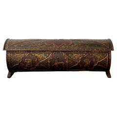 17th-century Italian Polychrome-Painted “Cassone” Walnut Marriage Chest