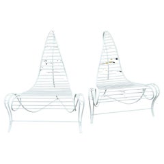 Coppia di sedie scultoree in ferro battuto nello stile di André Dubrueil, Professio