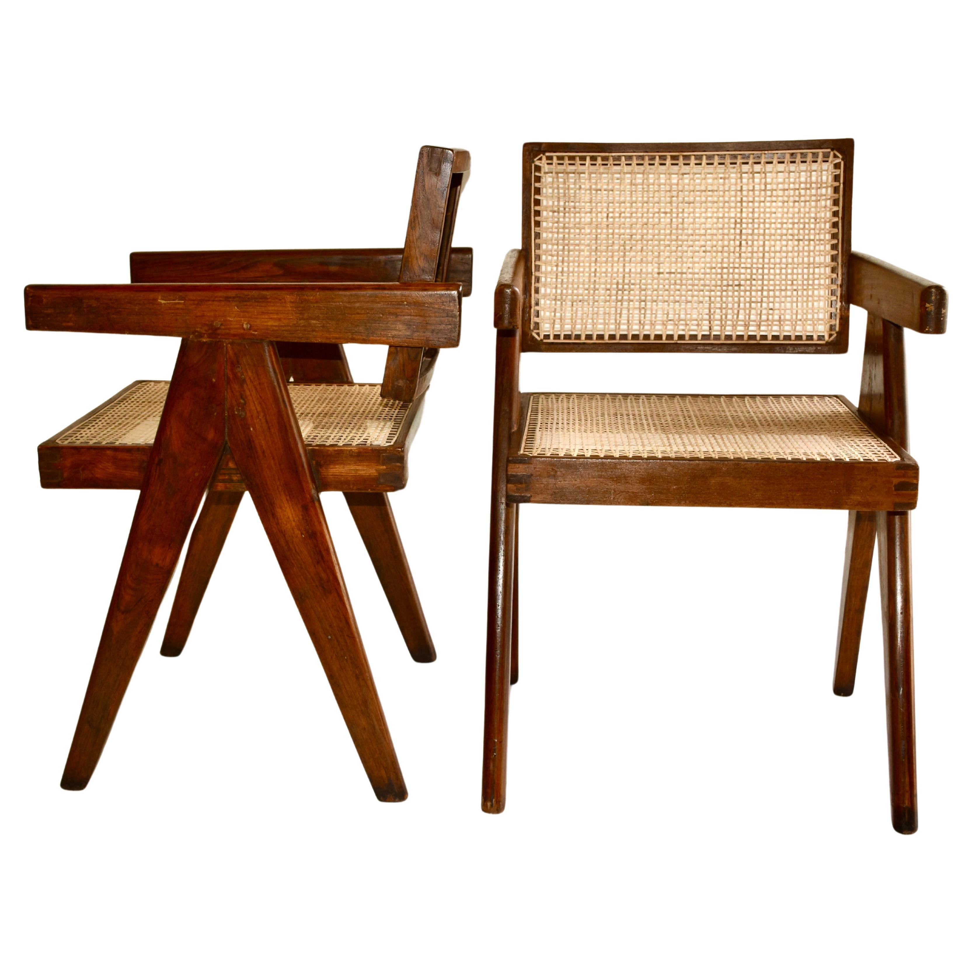 Pierre Jeanneret Office Cane Chairs Set of 8 For Sale 3
