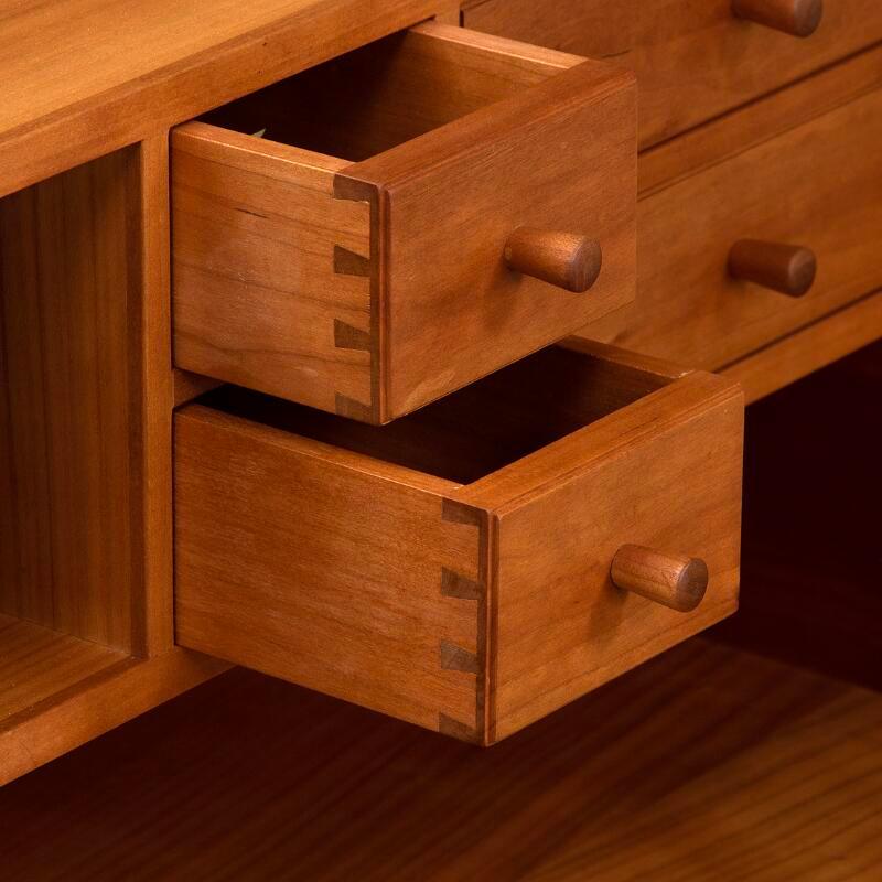 Acciaio Scrivania Per Hermansen di metà secolo in legno di ciliegio e sedia girevole Fritz Hansen del 1940 in vendita