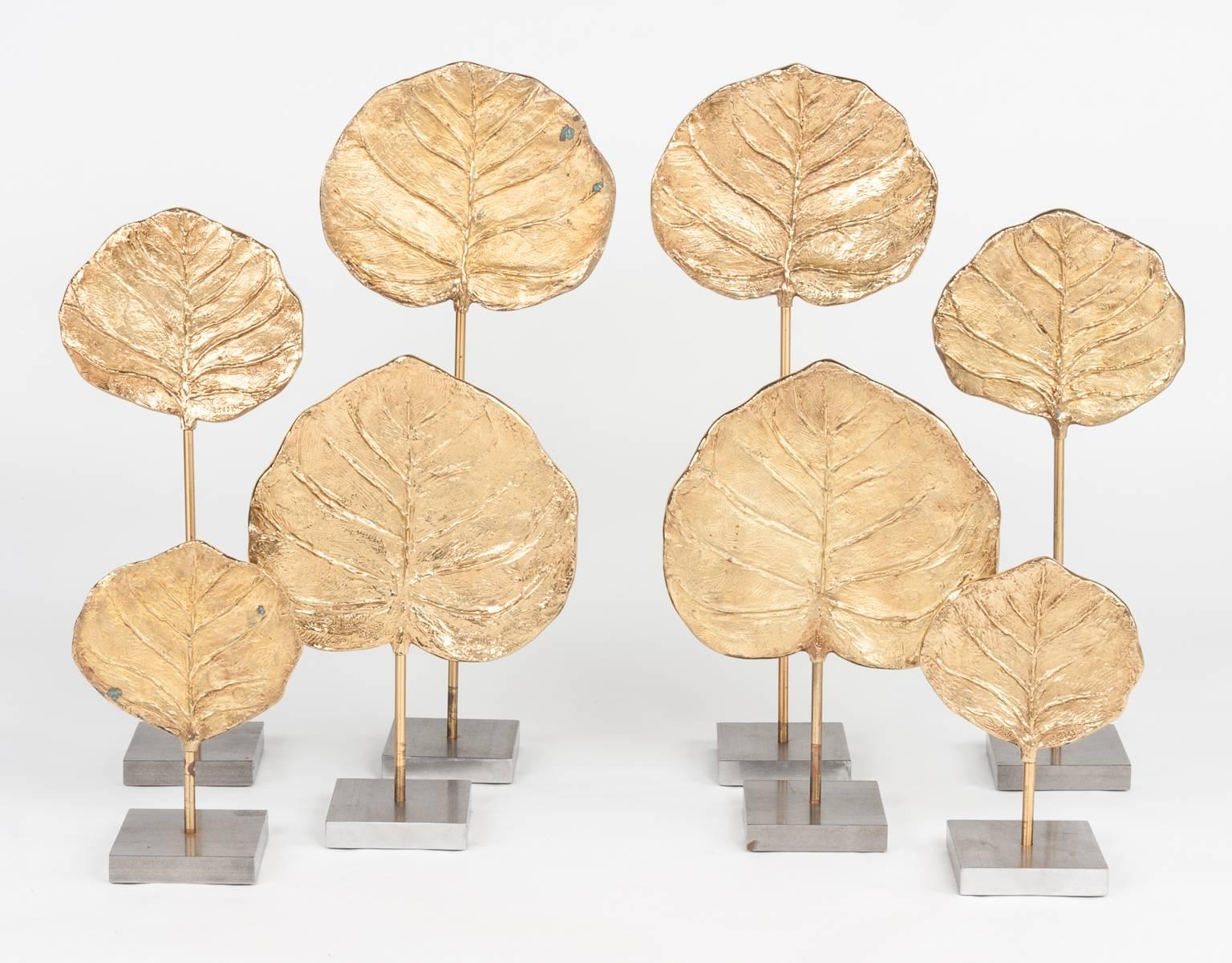 French Eight Gilt Bronze Leaf Castings by Chrystaine Charles for Maison Charles