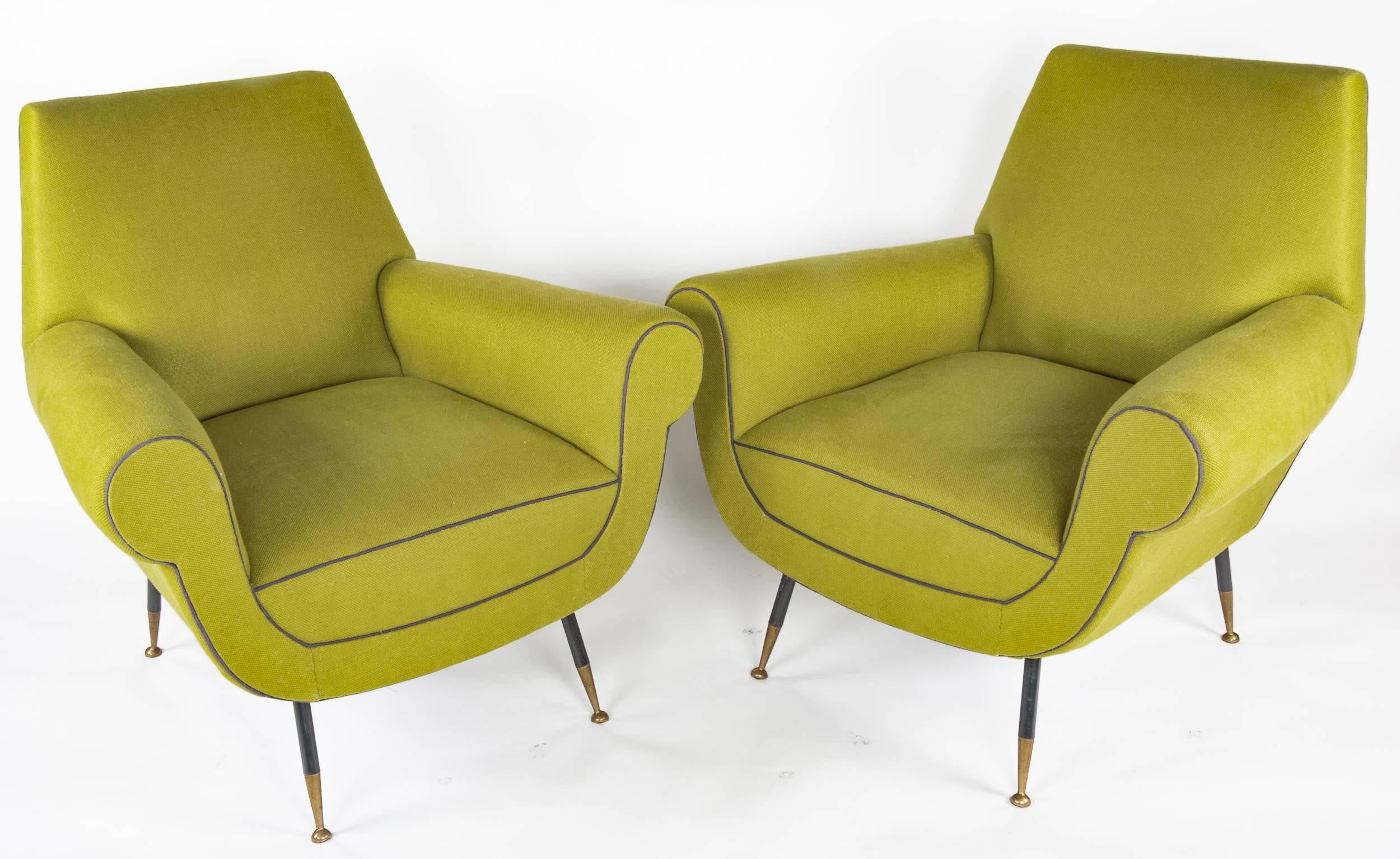 Pair of Midcentury Gigi Radice Italian Armchairs In Excellent Condition In Henley-on Thames, Oxfordshire