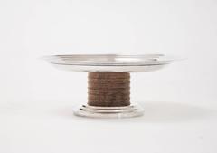 Tazza Art Decó de Metal Blanco y Madera Torneada