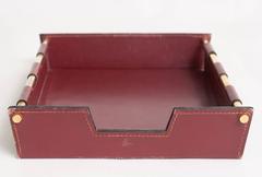 Mid-Century Dupre-Lafon Style Leather Letter Tray