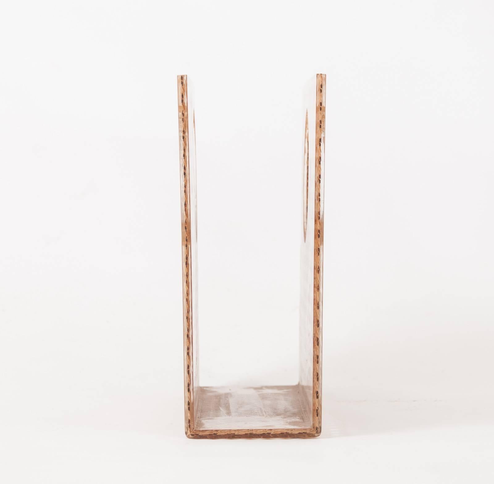 Late 20th Century Christian Dior Home Attributed Lucite and Cane Magazine Holder