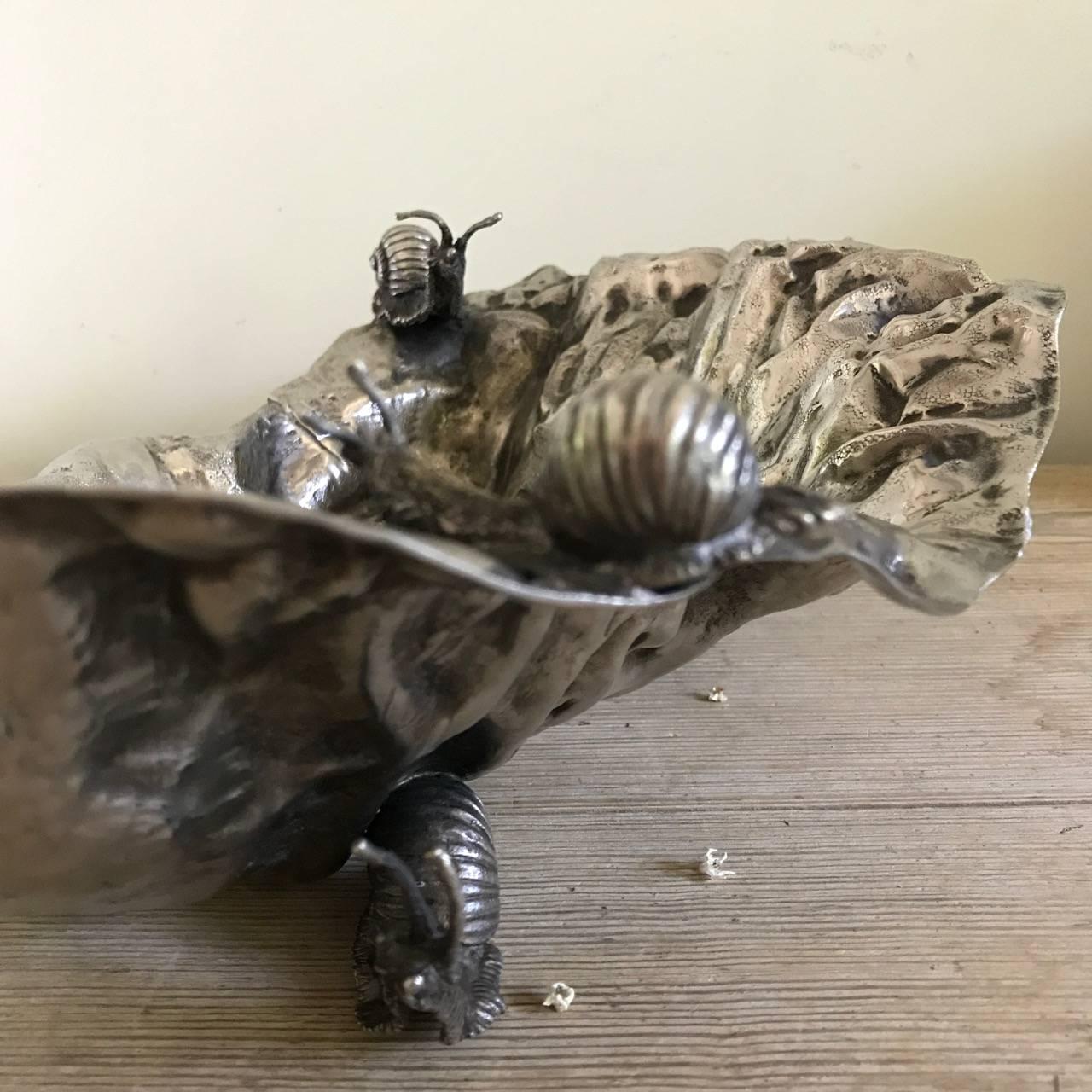 Leaf Bowl with Snails Designed by Gabriella Crespi for Christian Dior Home In Good Condition In Henley-on Thames, Oxfordshire