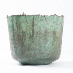 Brutalist Etruscan Style Torch Cut Patinated Copper Vessel by Marcello Fantoni