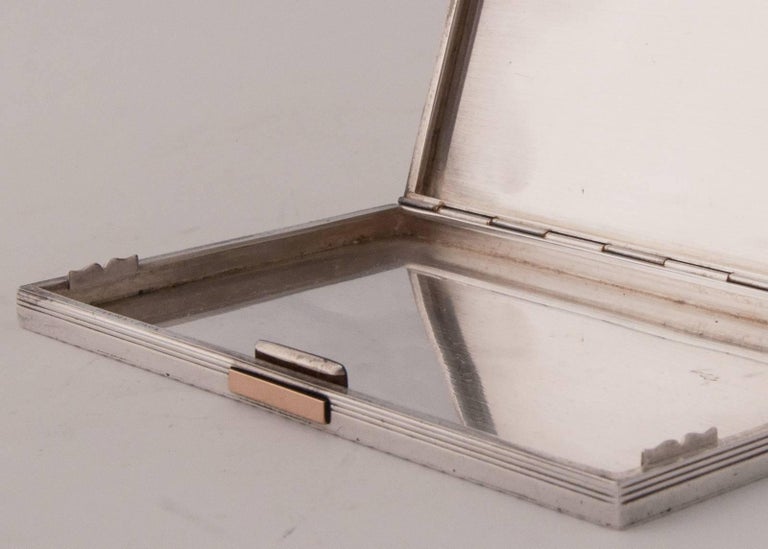hermes cigarette case Hermès Cigarette Case Solid Silver with Gold Button Release, circa 1940 at  1stDibs