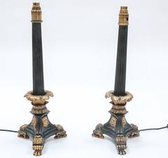 Pair of Regency Oil Lamp Bases by William Bullock Converted to Table Lamps