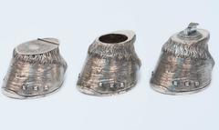 Three-Piece Silvered Bronze Smoking Compendium in the Form of Horses Hooves