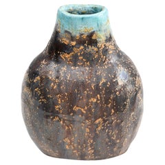 Faceted bronze and turquoise glazed ceramic vase by Marcello Fantoni (1915–2011)